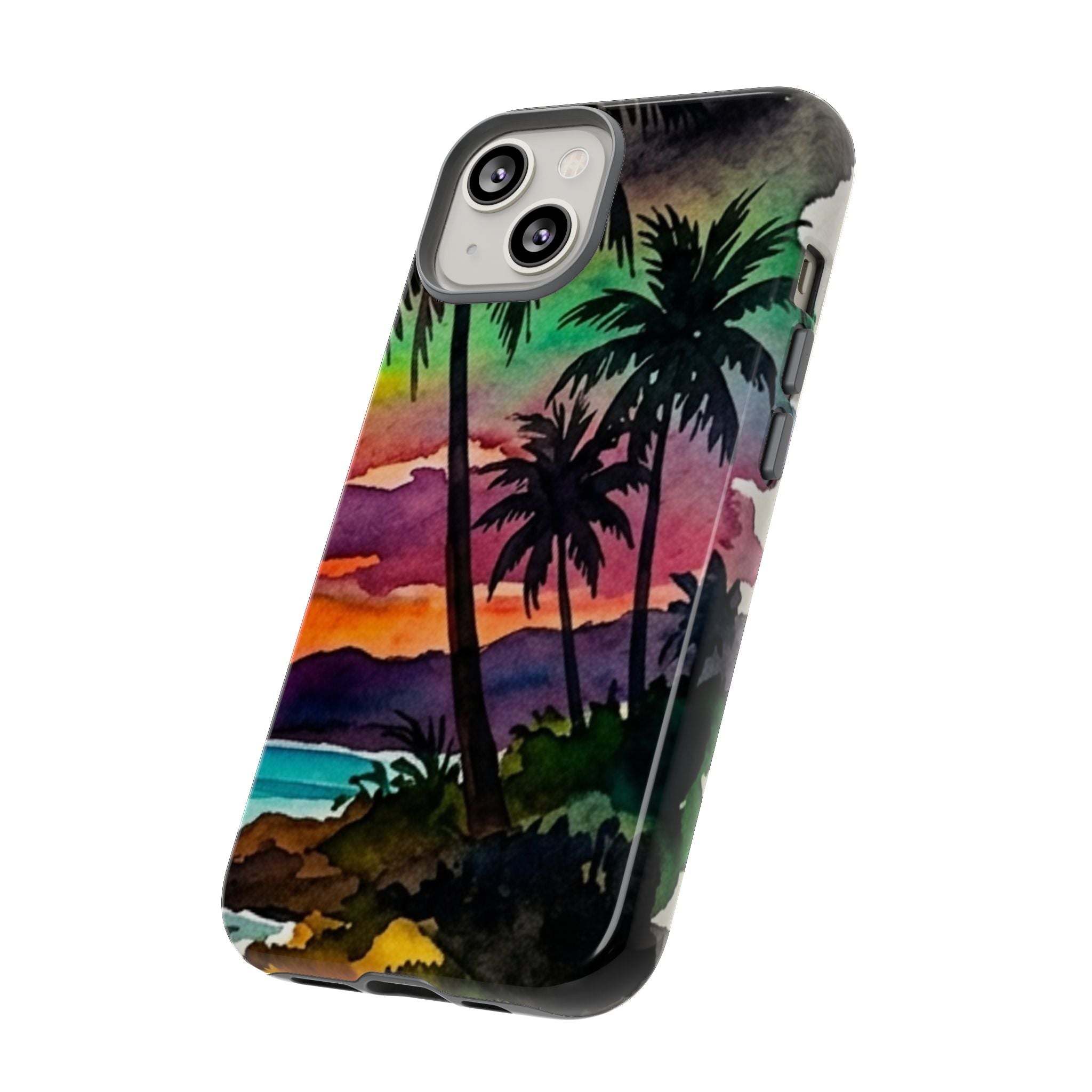 Tropical Sunset Phone Case – Palm Tree Beach Protective Cover