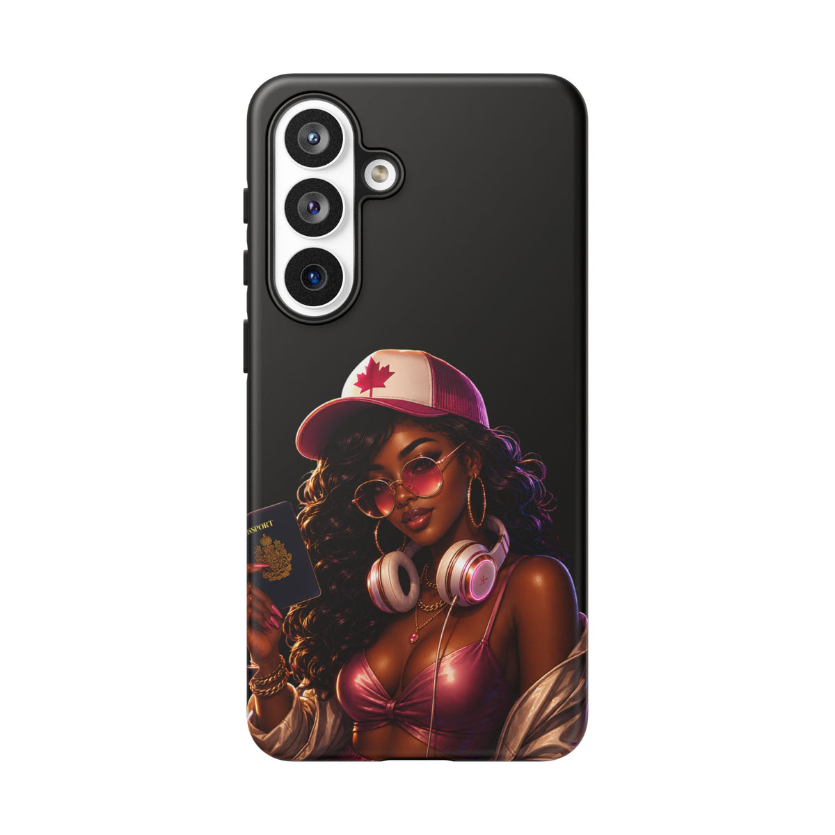 Phone Case - Cool Urban Woman with Headphones & Maple Hat