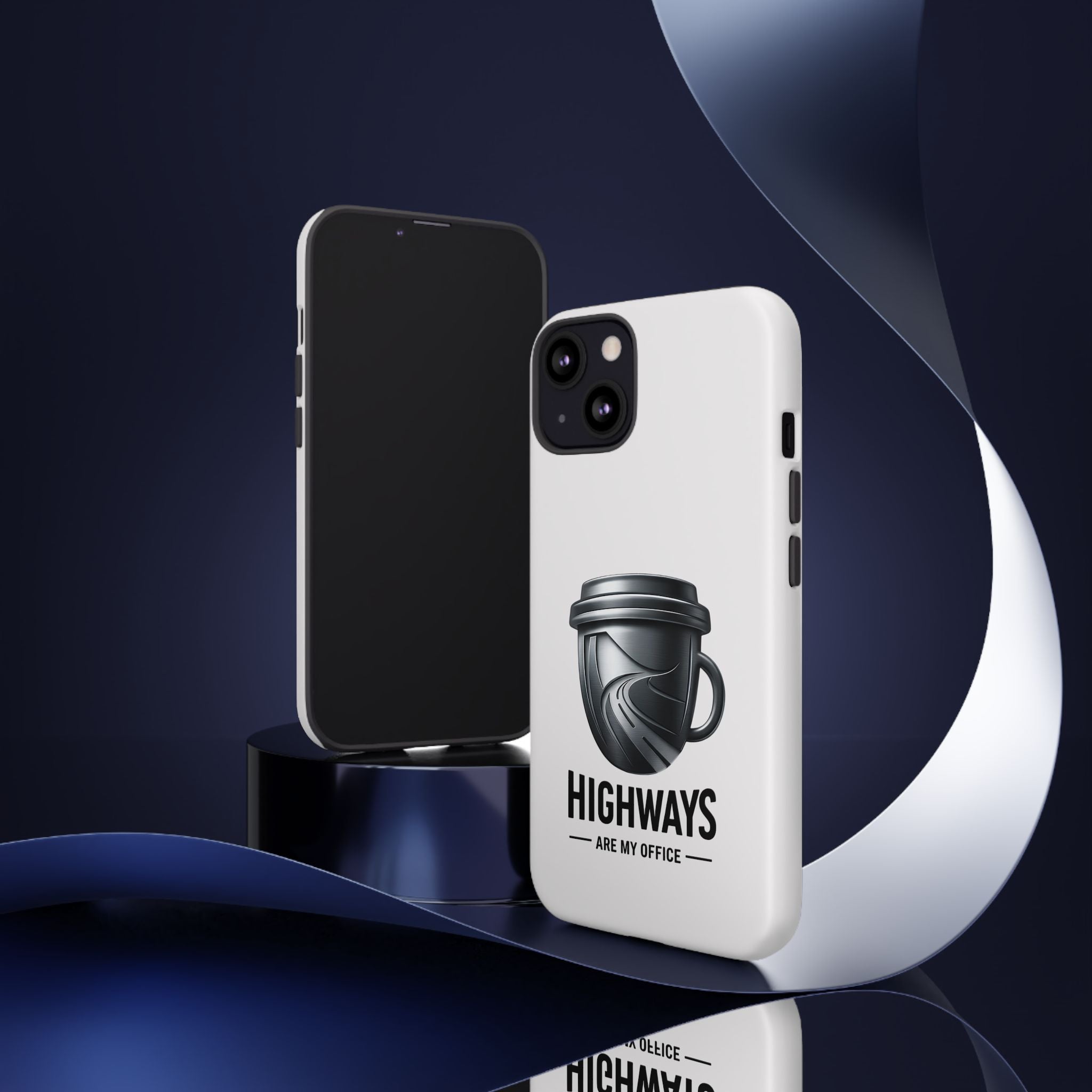 Hard Shell Phone Case — “Highways Are My Office” Travel Coffee Design