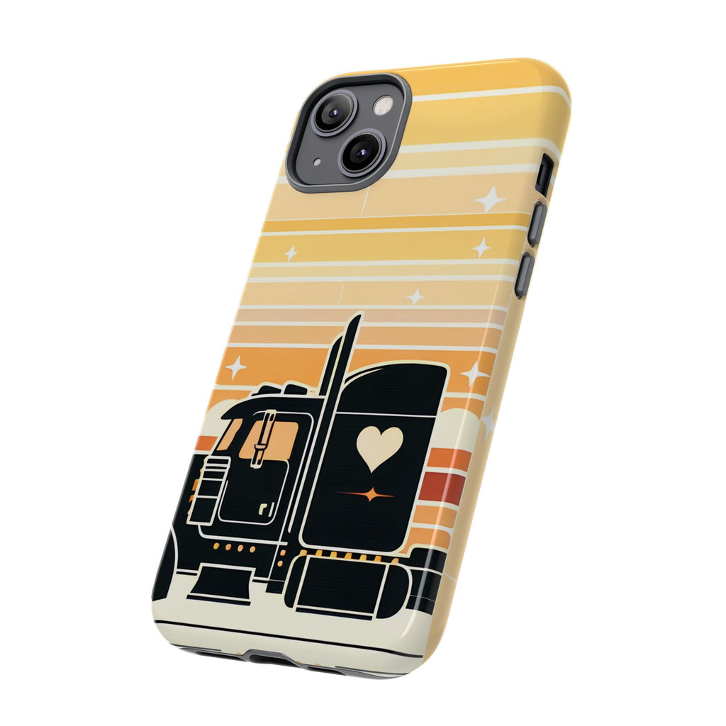 Trucker Heart Phone Case — Retro Semi Truck Protective Phone Cover