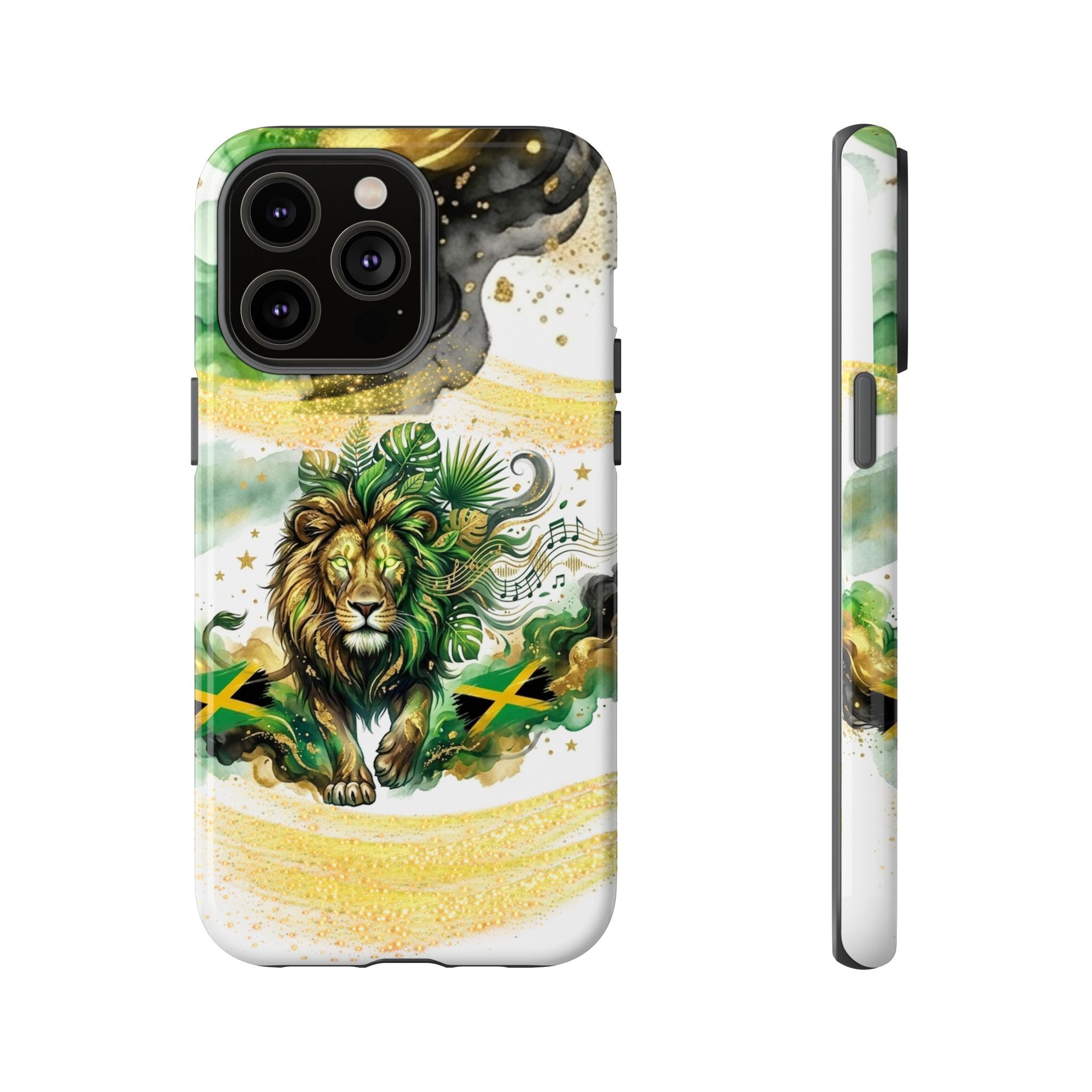 Reggae Lion Phone Case — Jamaican Flag Rasta Art Tough Phone Cover