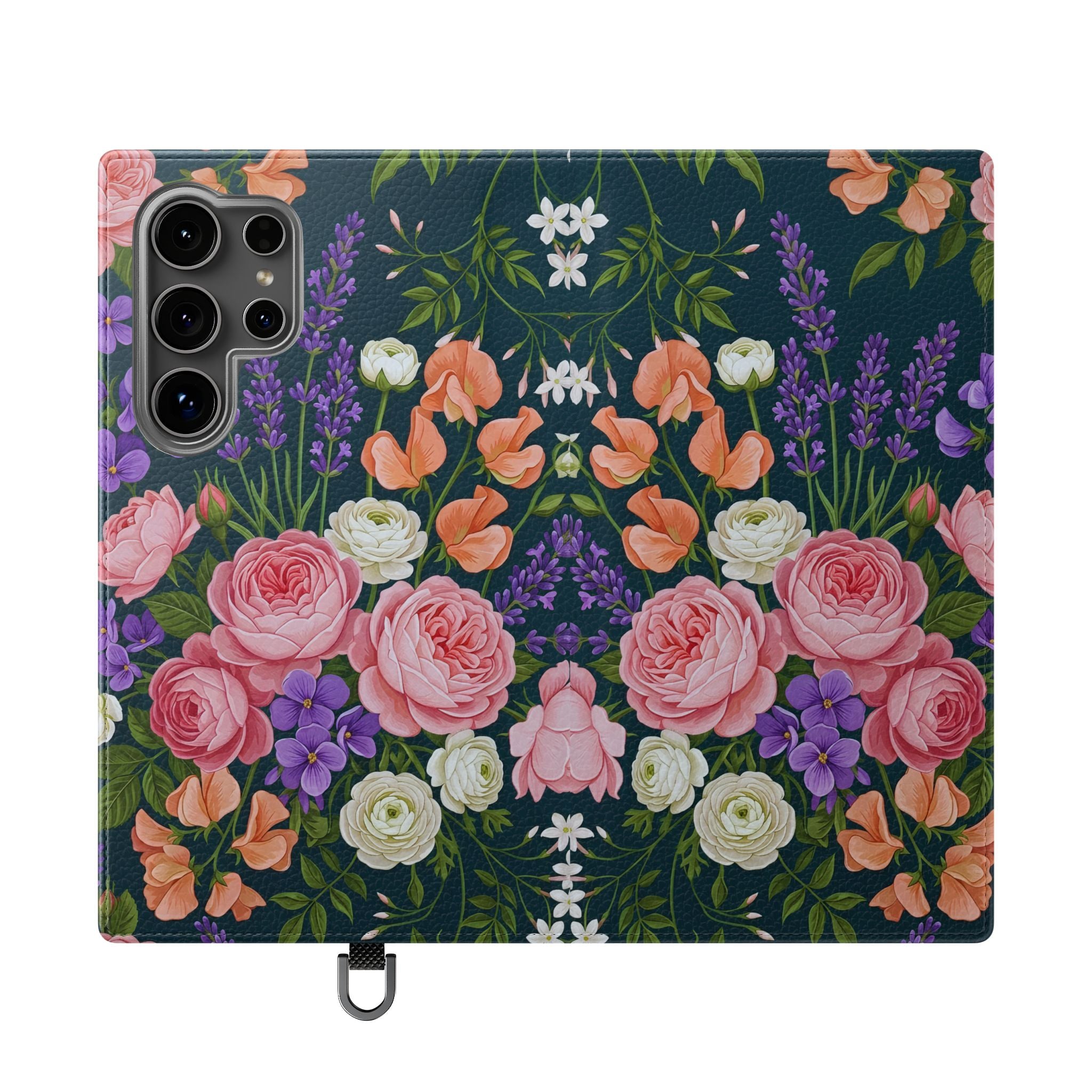 Floral Flip Phone Case -Wallet Cover with Card Slots