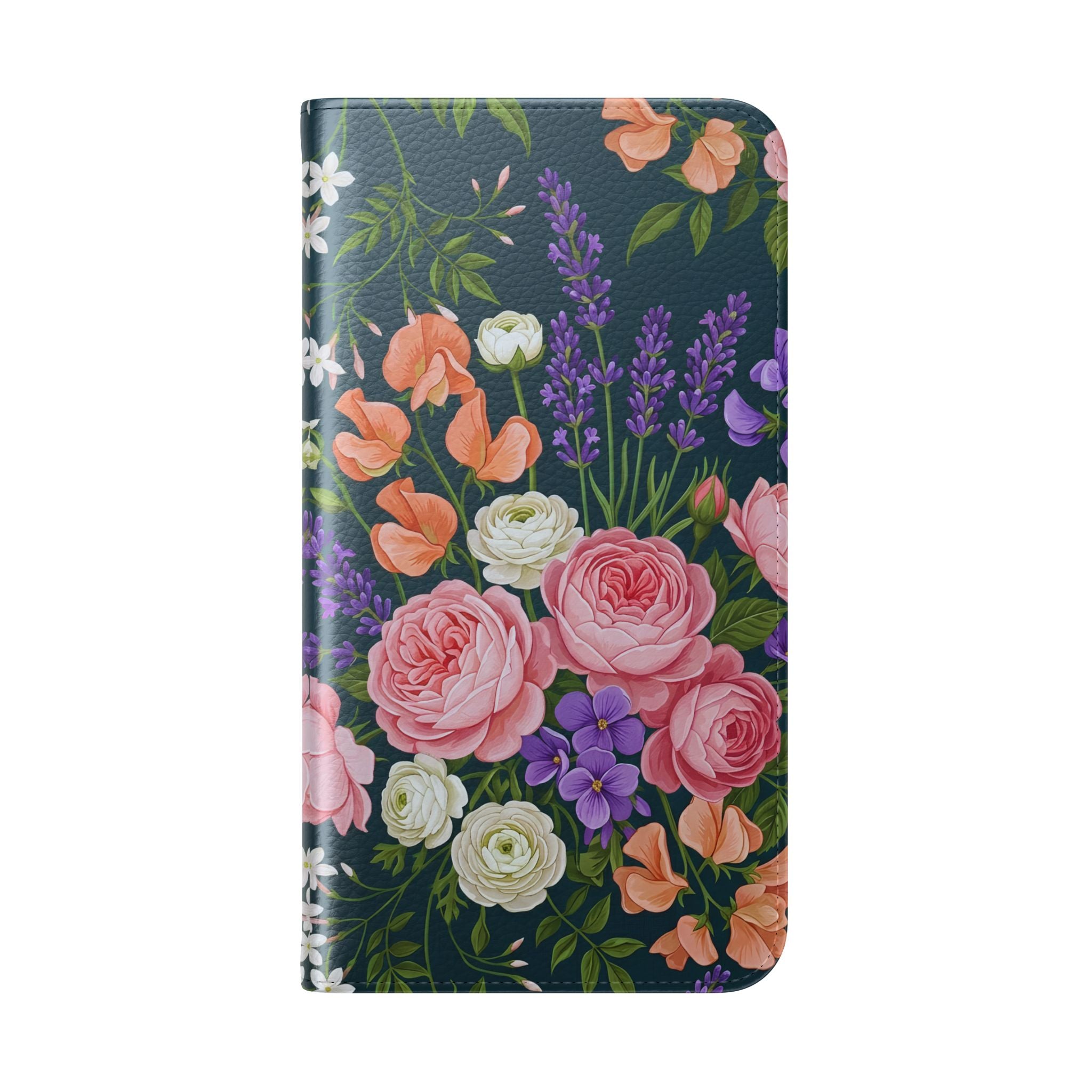 Floral Flip Phone Case -Wallet Cover with Card Slots