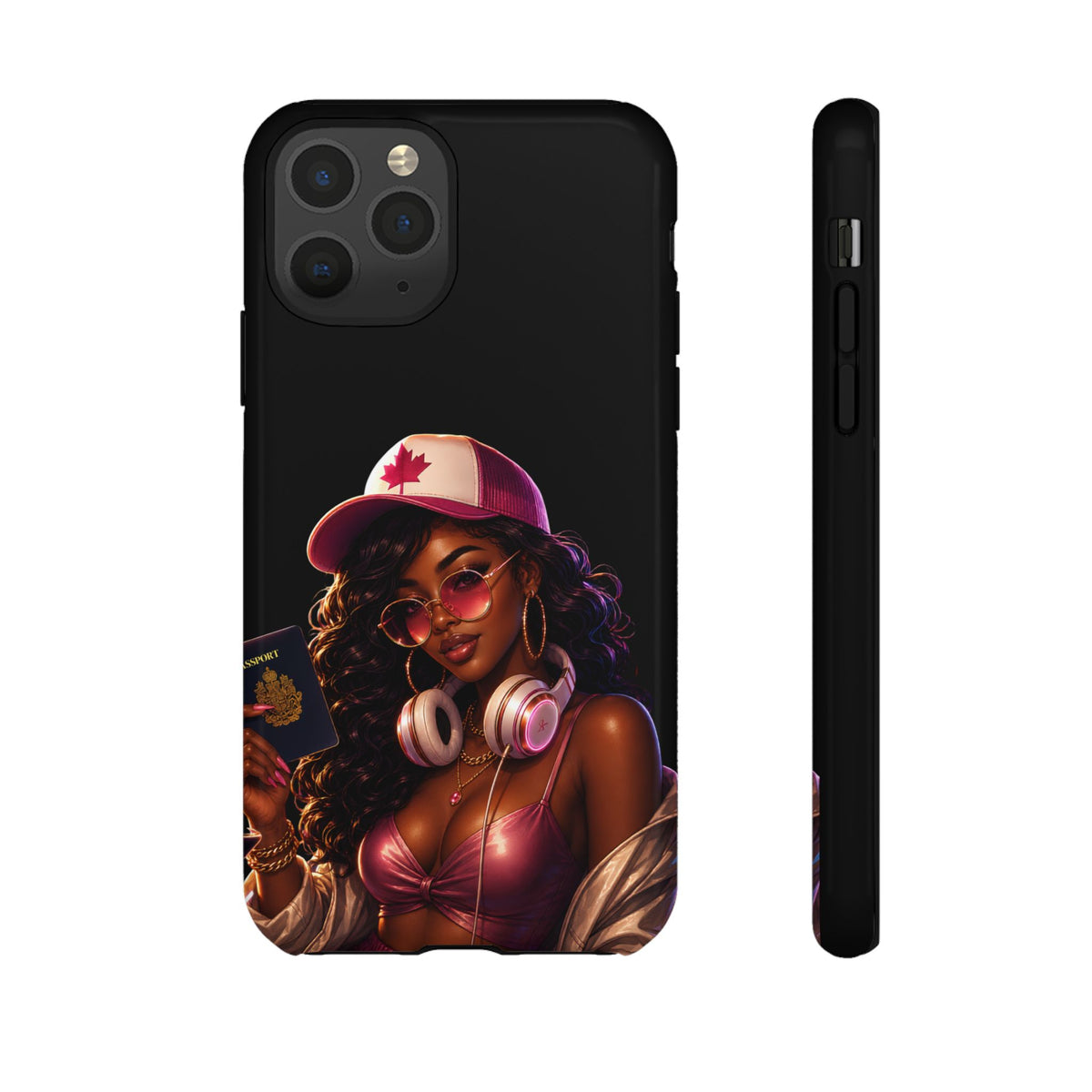 Phone Case - Cool Urban Woman with Headphones & Maple Hat