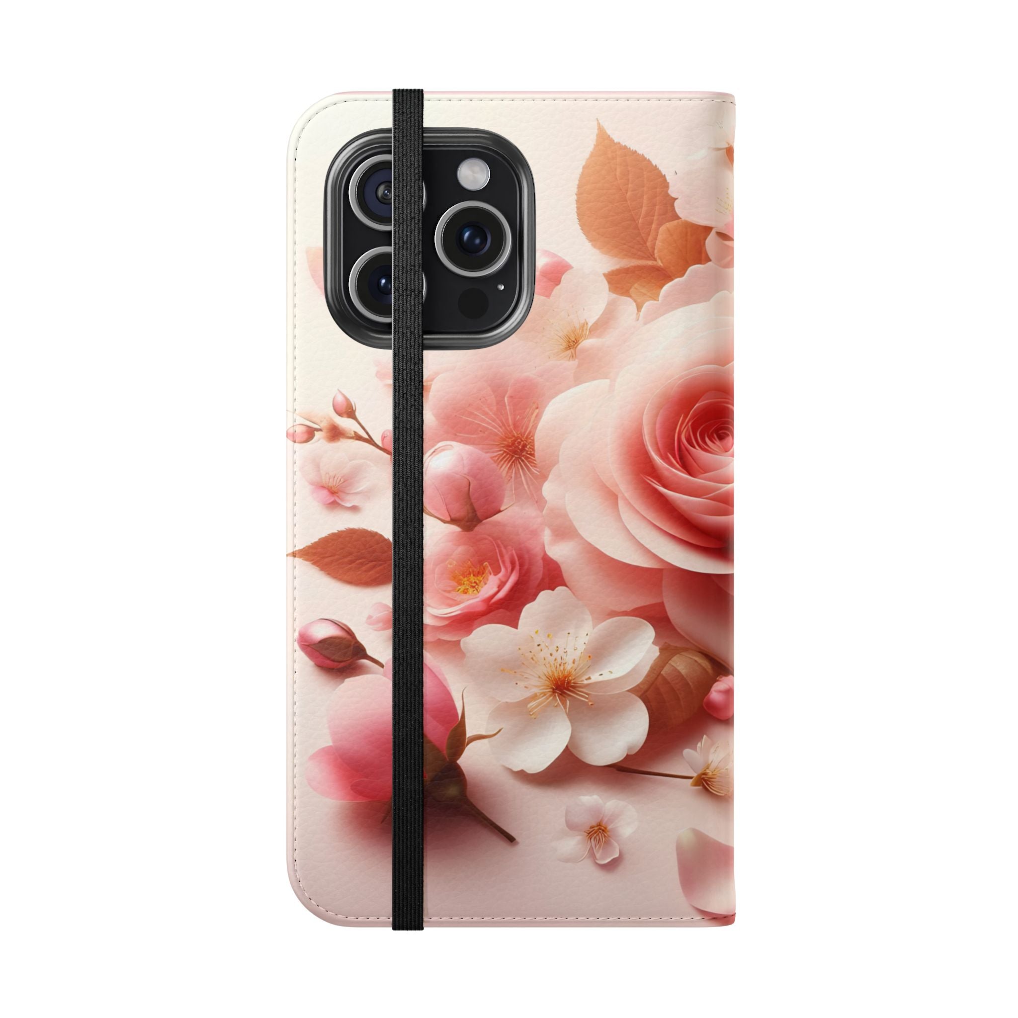Floral Rose Flip Case — Pink Blossom Wallet Phone Cover