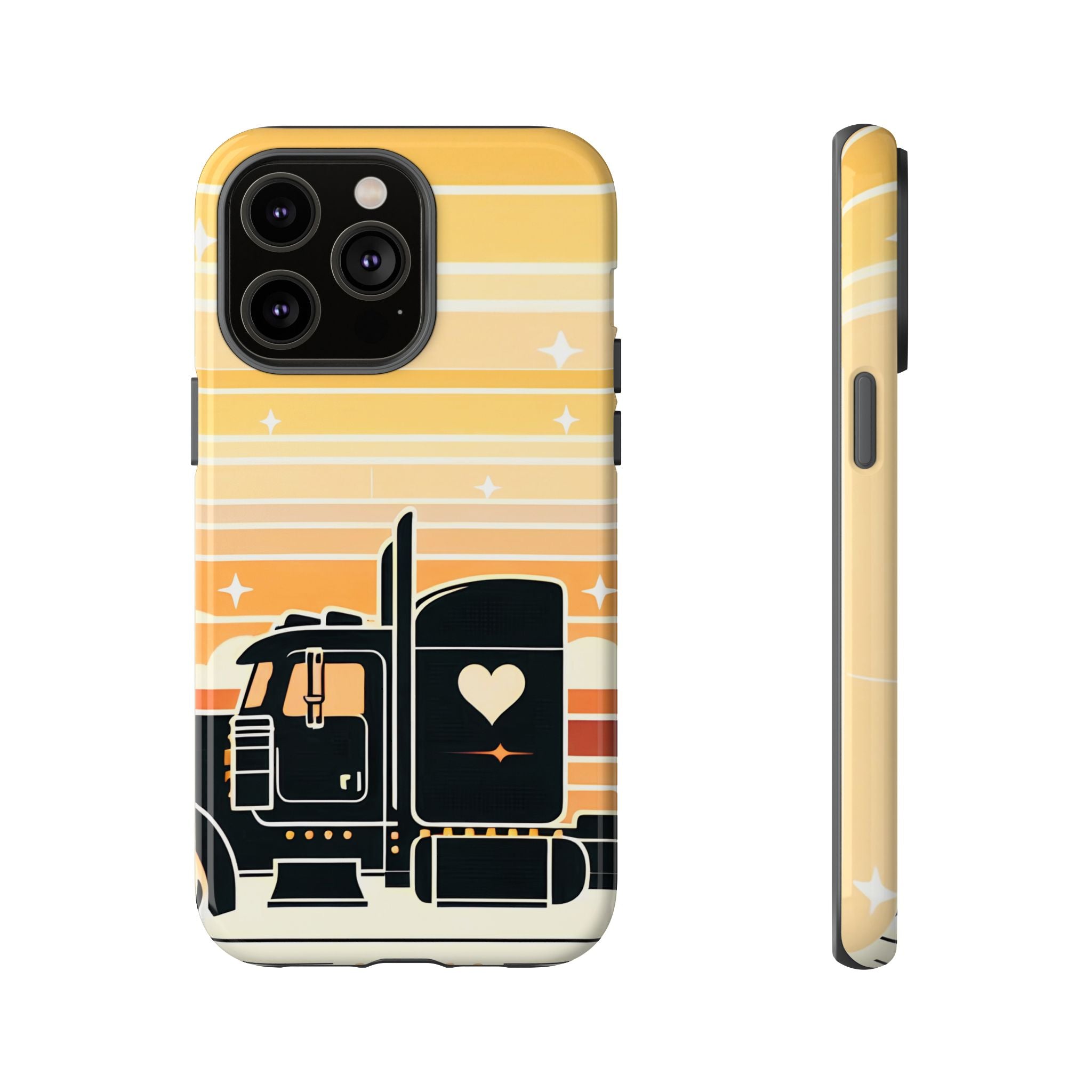 Trucker Heart Phone Case — Retro Semi Truck Protective Phone Cover