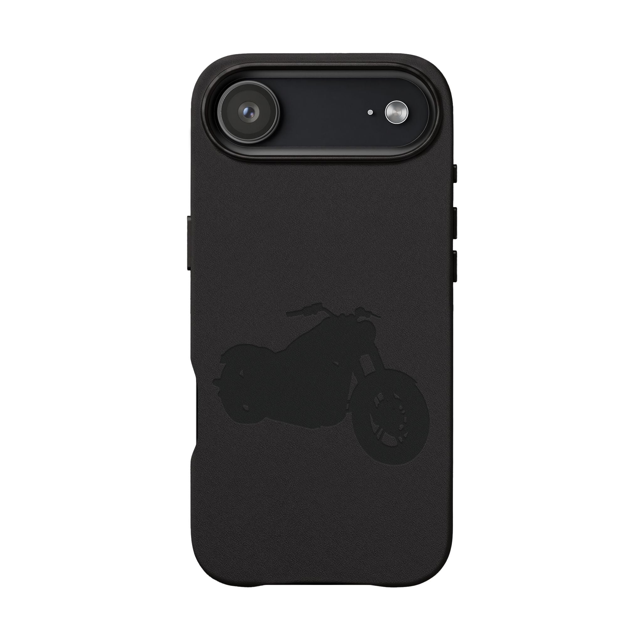 Engraved PU Leather Phone Case — Motorcycle Silhouette