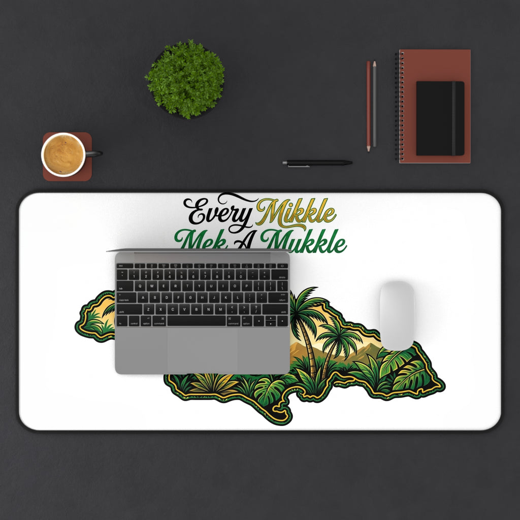 Jamaica Map Desk Mat — "Every Muckle Mek A Mukkle" Tropical Hummingbird Desk Mat