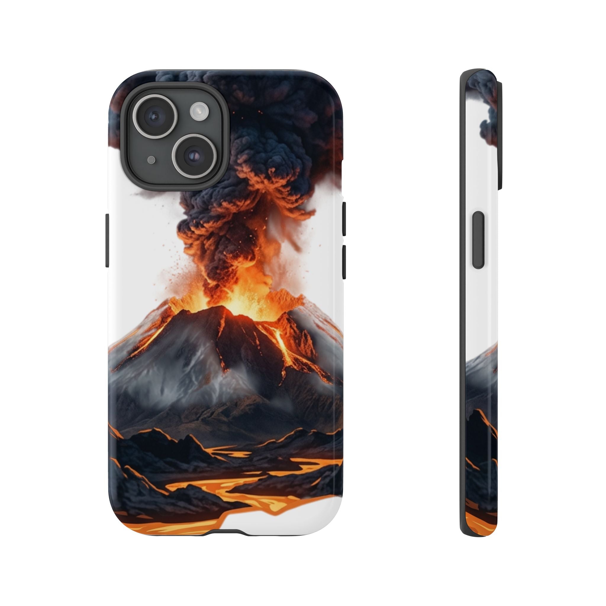 Volcano Eruption Tough Phone Case — Fiery Lava Protective Cover