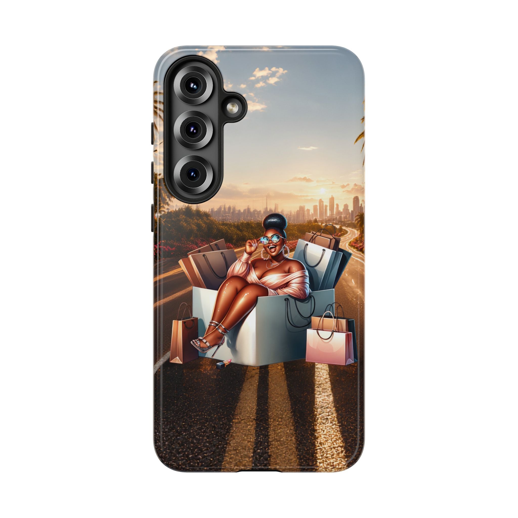 Phone Case — Chic Shopper Illustration on Cloud Background