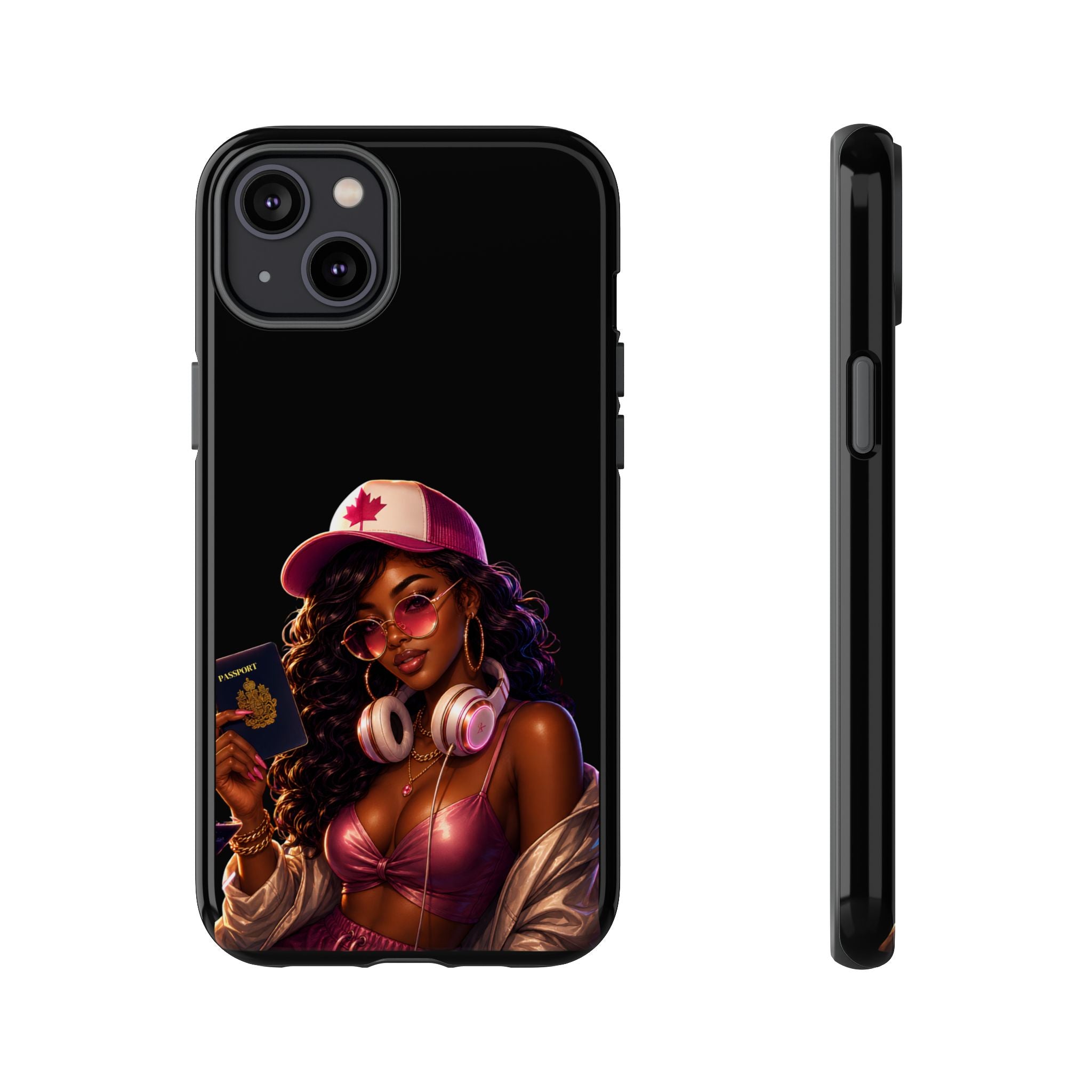 Phone Case — Stylish Urban Woman Design with Maple Cap