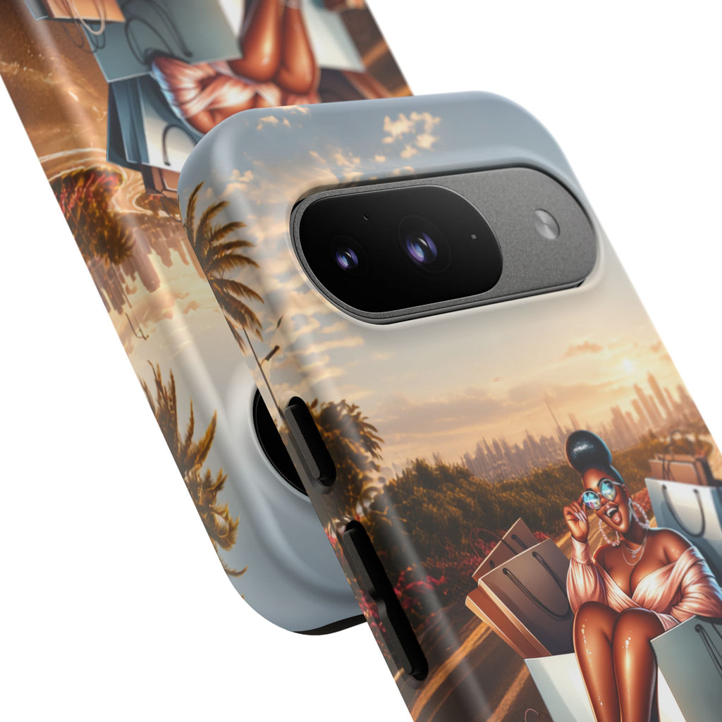 Phone Case — Chic Shopper Illustration on Cloud Background