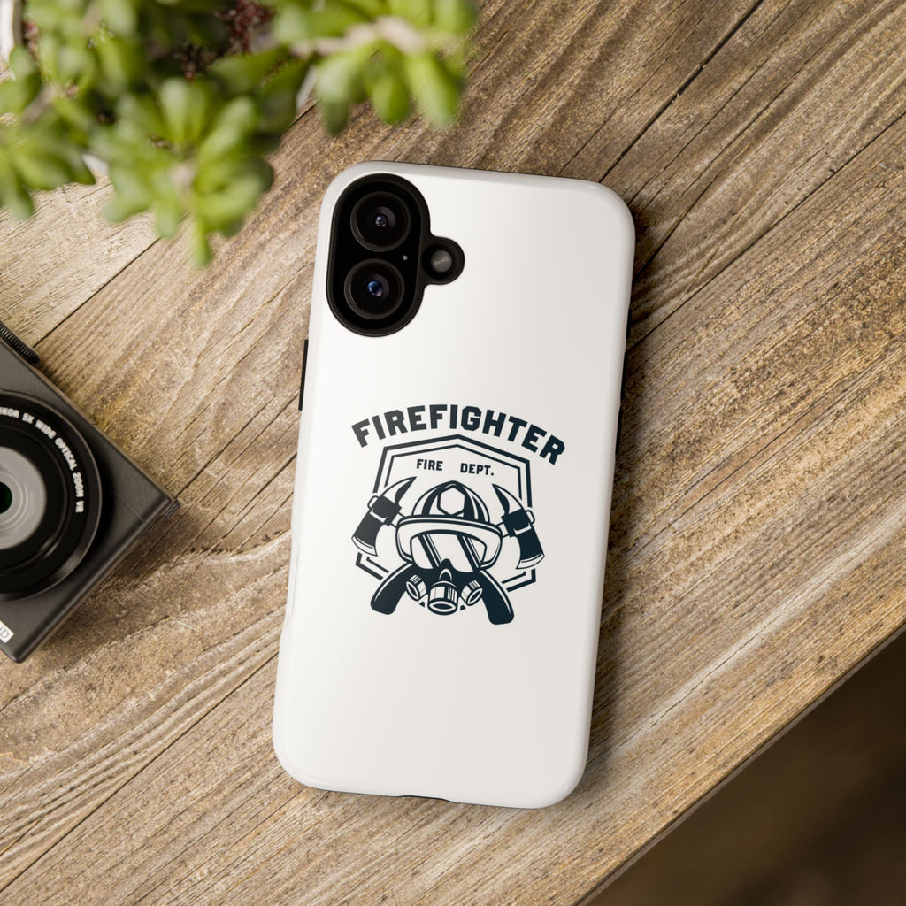 Firefighter Tough Phone Case — Fire Dept Helmet & Axes Protective Cover