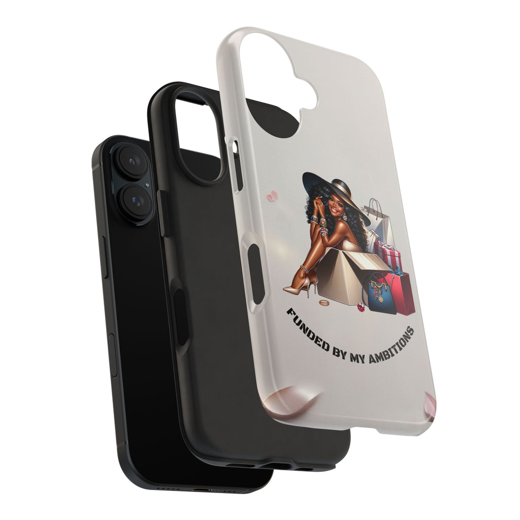 Chic Shopper Tough Phone Case — Stylish Black Woman with Shopping Bags