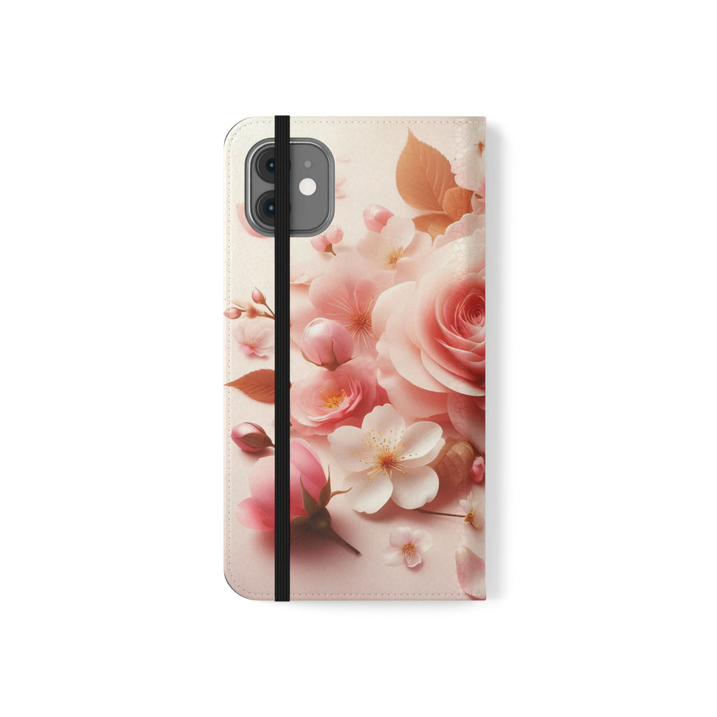 Floral Rose Flip Case — Pink Blossom Wallet Phone Cover