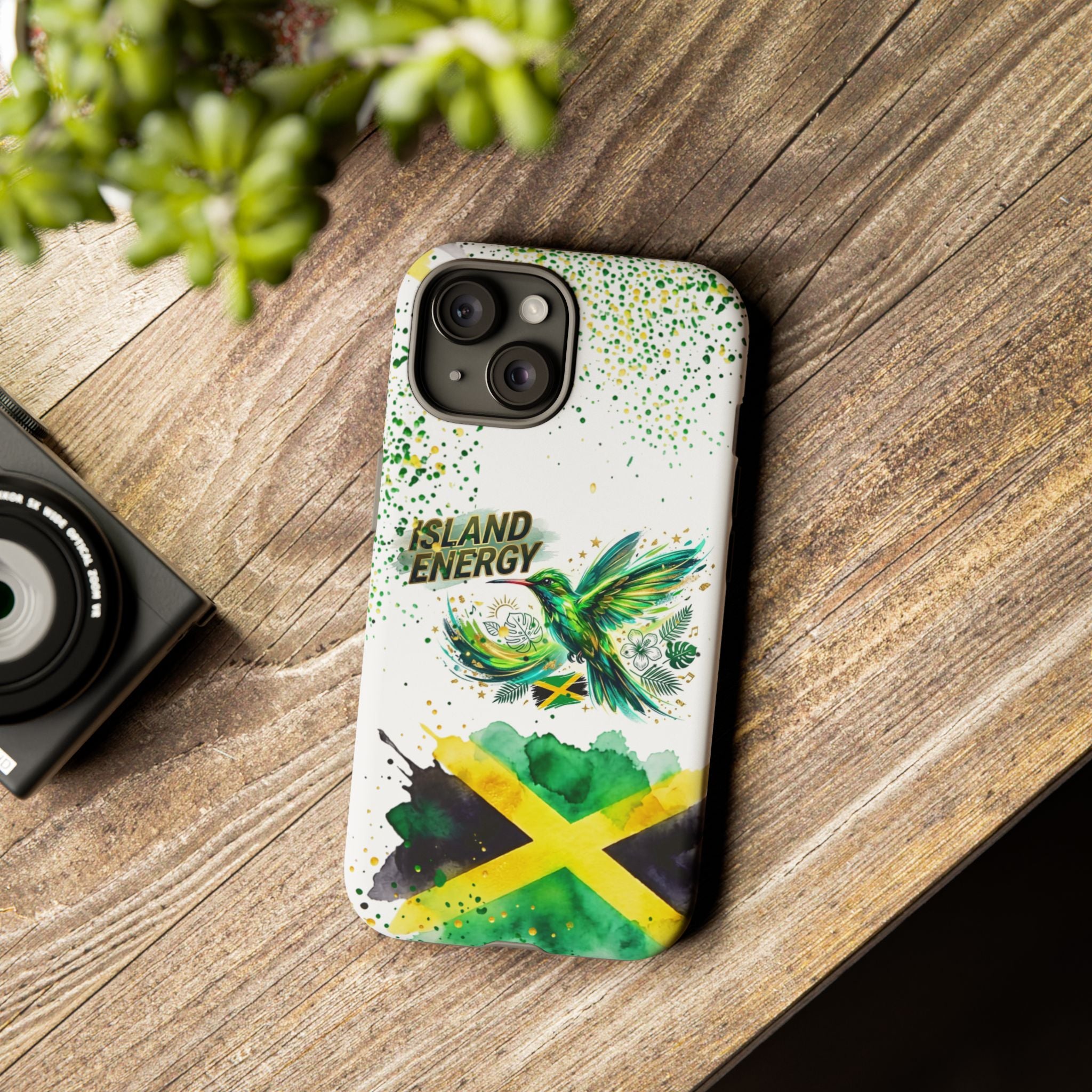 Island Energy Tough Phone Case — Colorful Hummingbird & Tropical Sunset Protective Cover