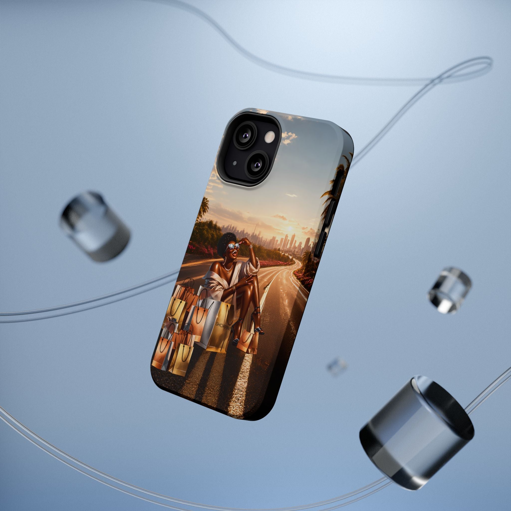 Phone Case - 'Retail Therapy' Magnetic Impact-Resistant Case, Sunset Shopping Design