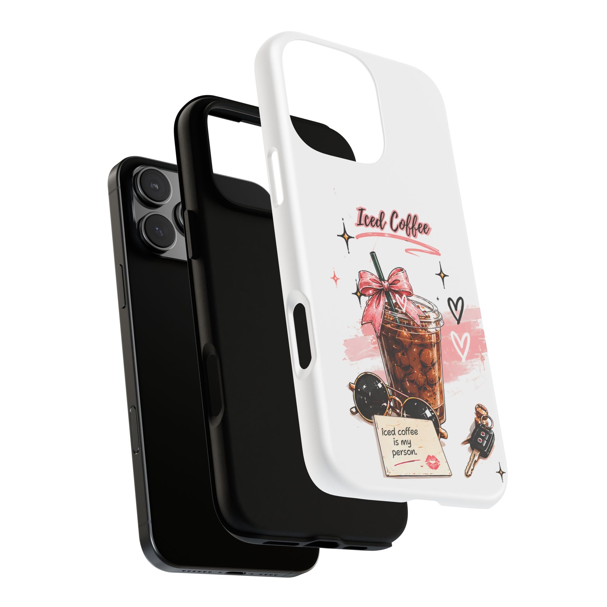 Iced Coffee Phone Case – Cute Pink Boba Design ("Iced coffee is my person")