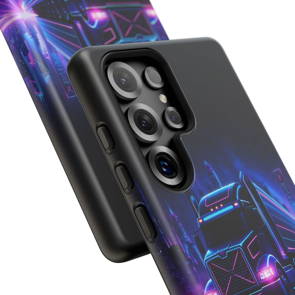 Neon Retro Rig Phone Case — Trucker Semi Truck Nightscape Protective Case