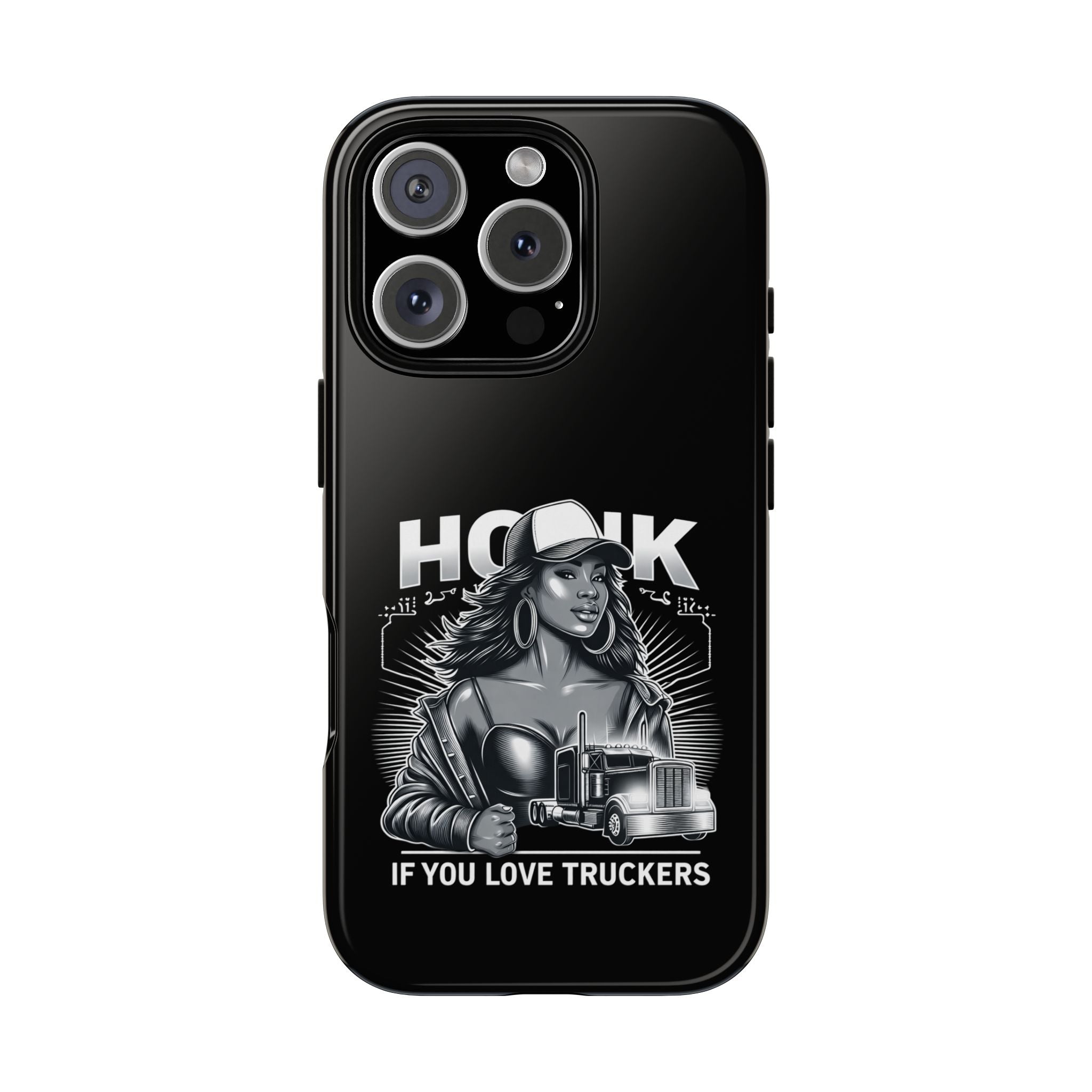 Phone Case — 'Honk' Trucker Girl Retro Semi Truck Protective Case