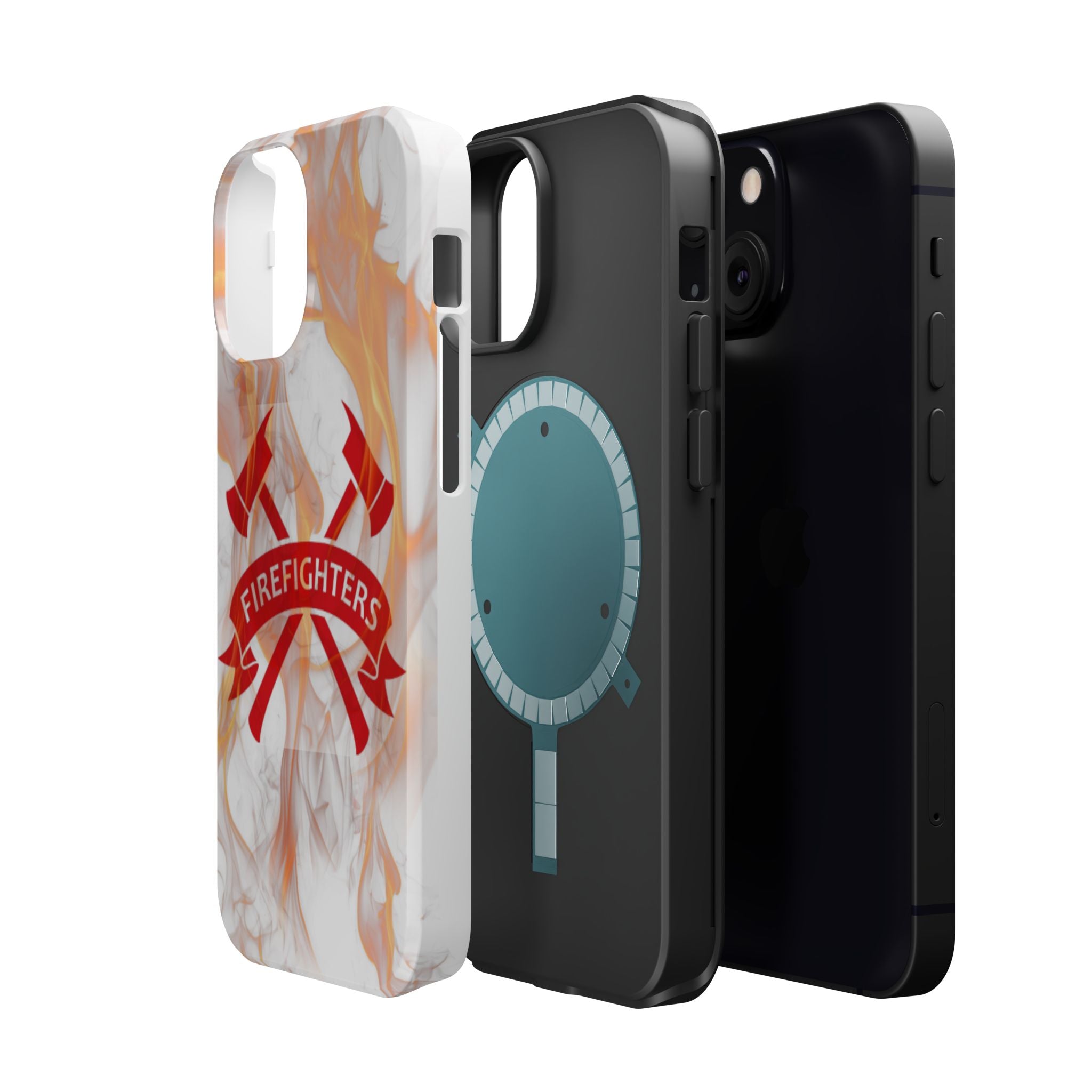 Firefighters Magnetic Impact-Resistant Phone Case — Flame Design with Maltese Cross
