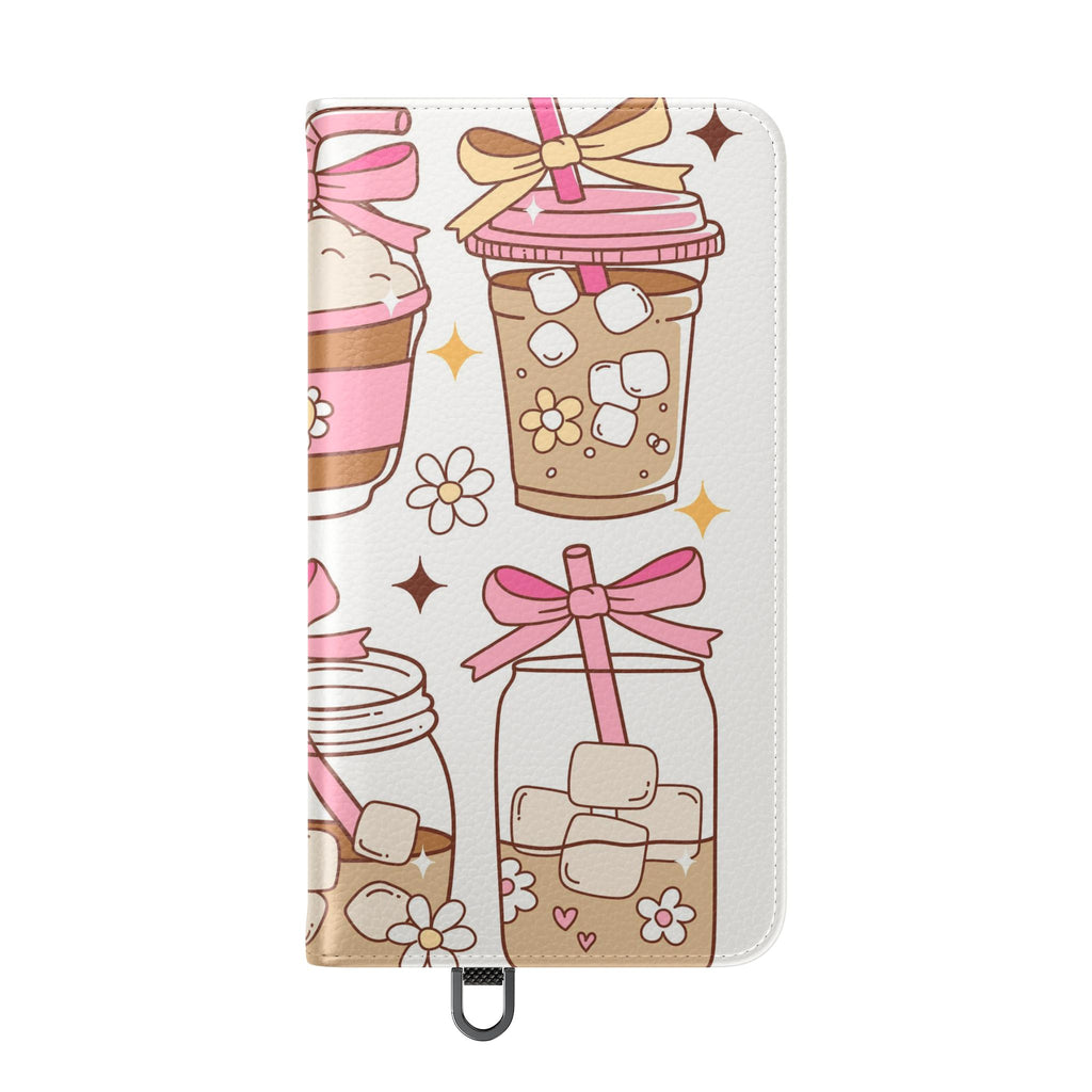 Cute Coffee & Latte Flip Phone Case – Cozy Boba & Dessert Wallet Cover