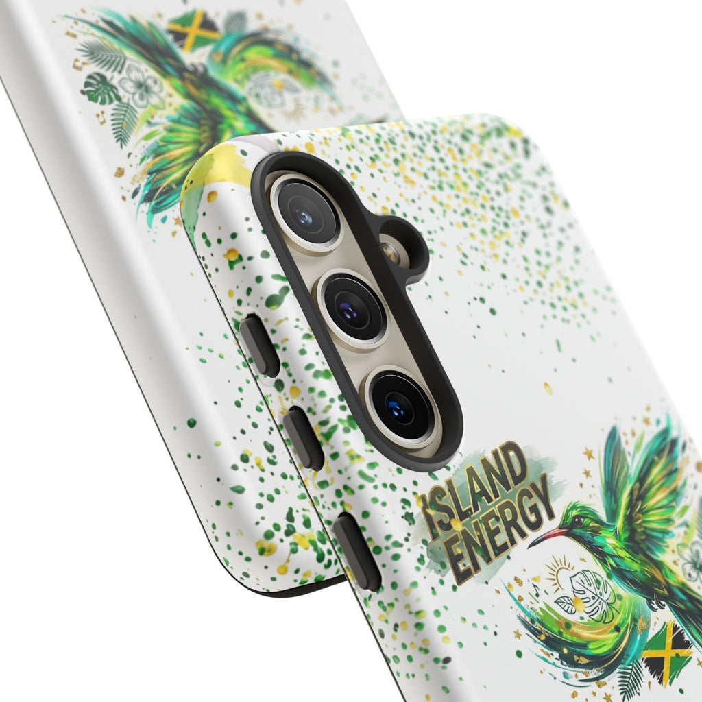 Island Energy Tough Phone Case — Colorful Hummingbird & Tropical Sunset Protective Cover
