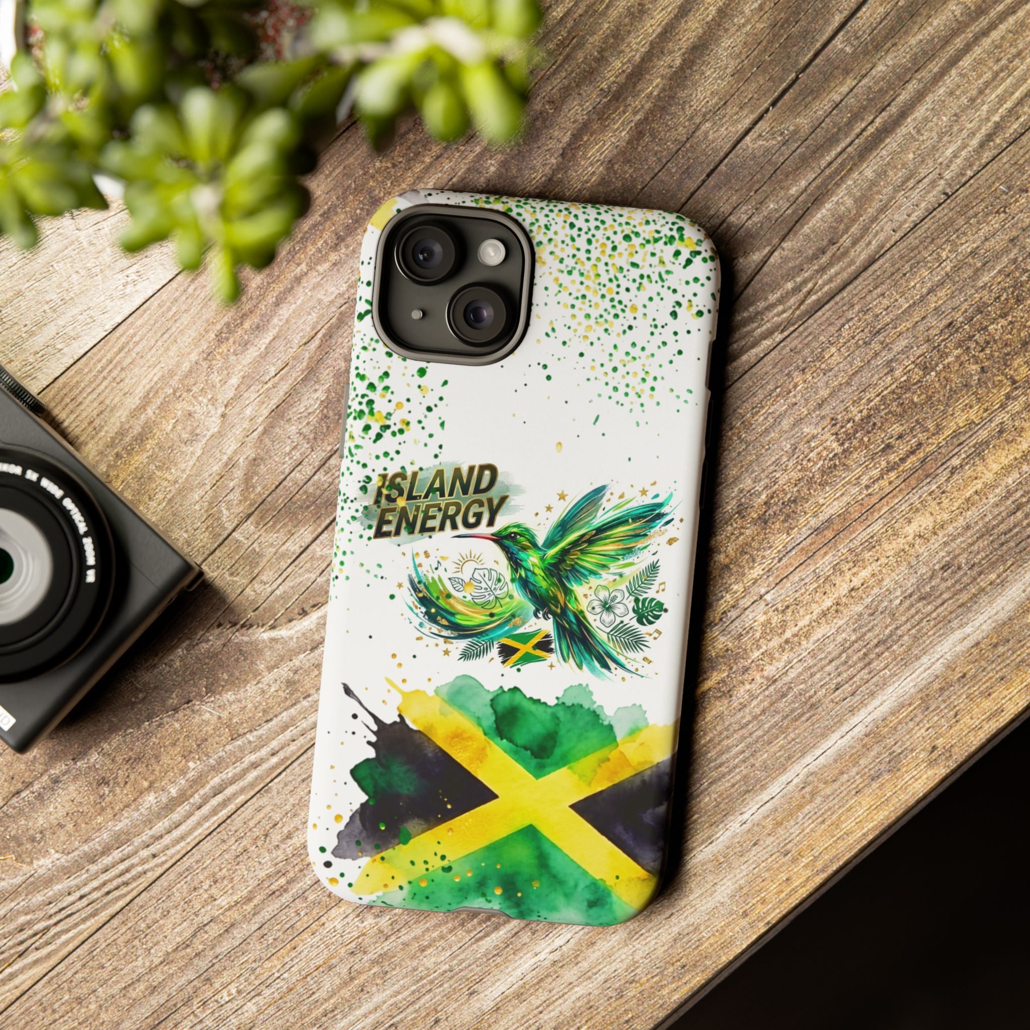 Island Energy Tough Phone Case — Colorful Hummingbird & Tropical Sunset Protective Cover