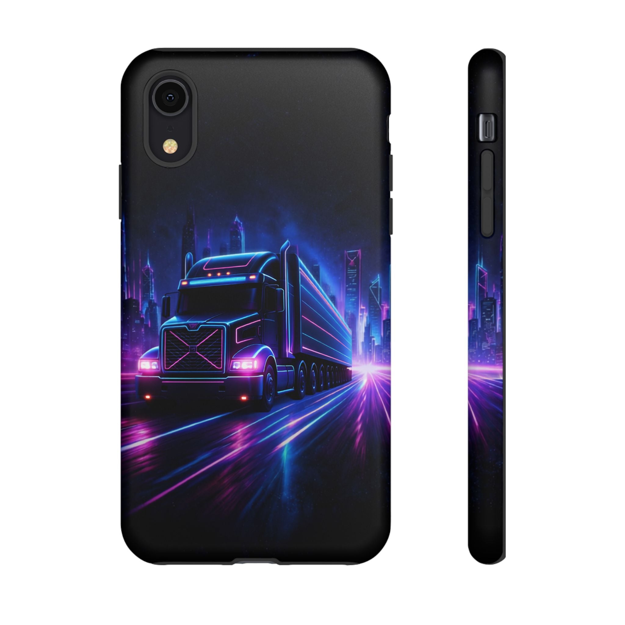 Neon Retro Rig Phone Case — Trucker Semi Truck Nightscape Protective Case