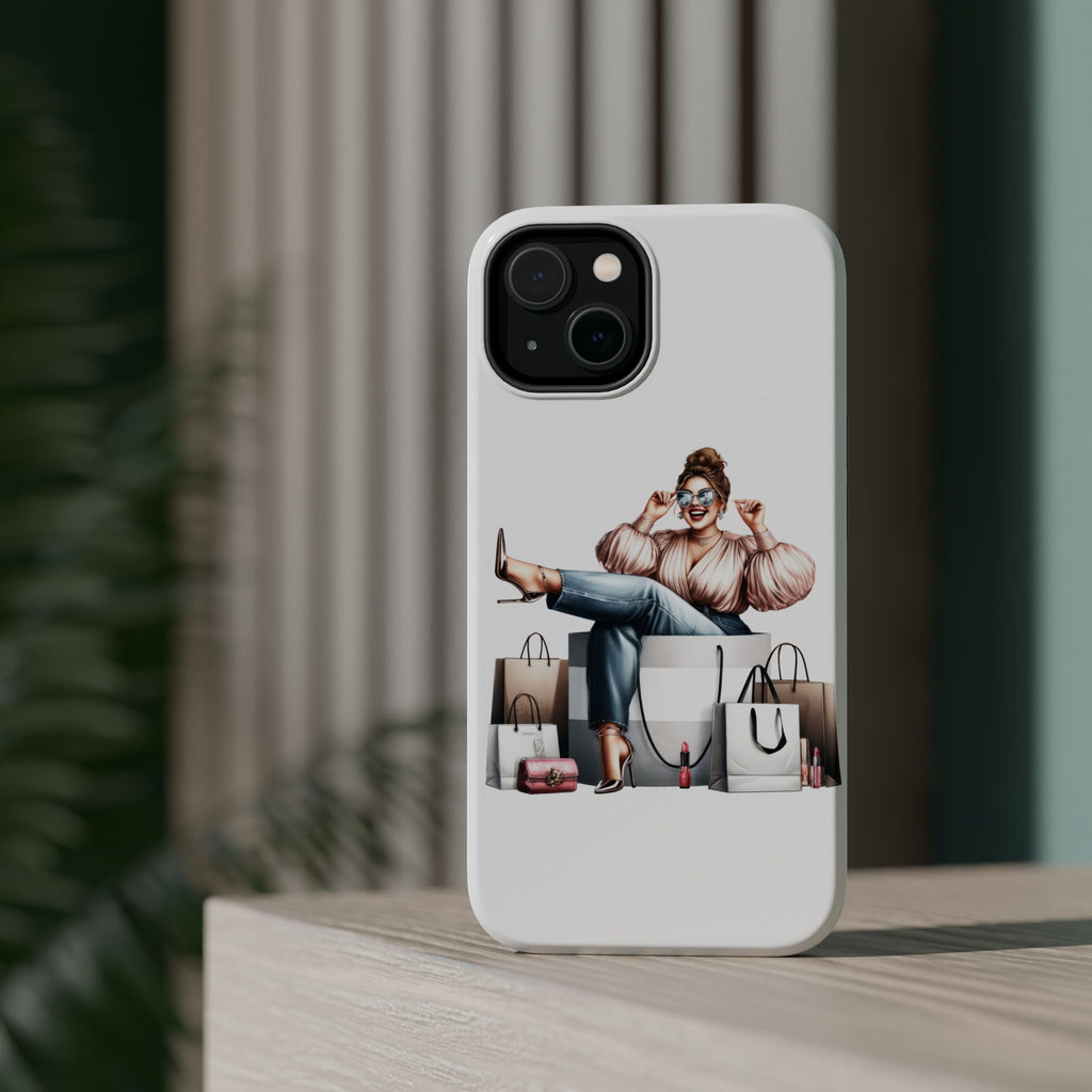 Magnetic Impact-Resistant Case — Luxury Shopper Goddess on Clouds Phone Cover