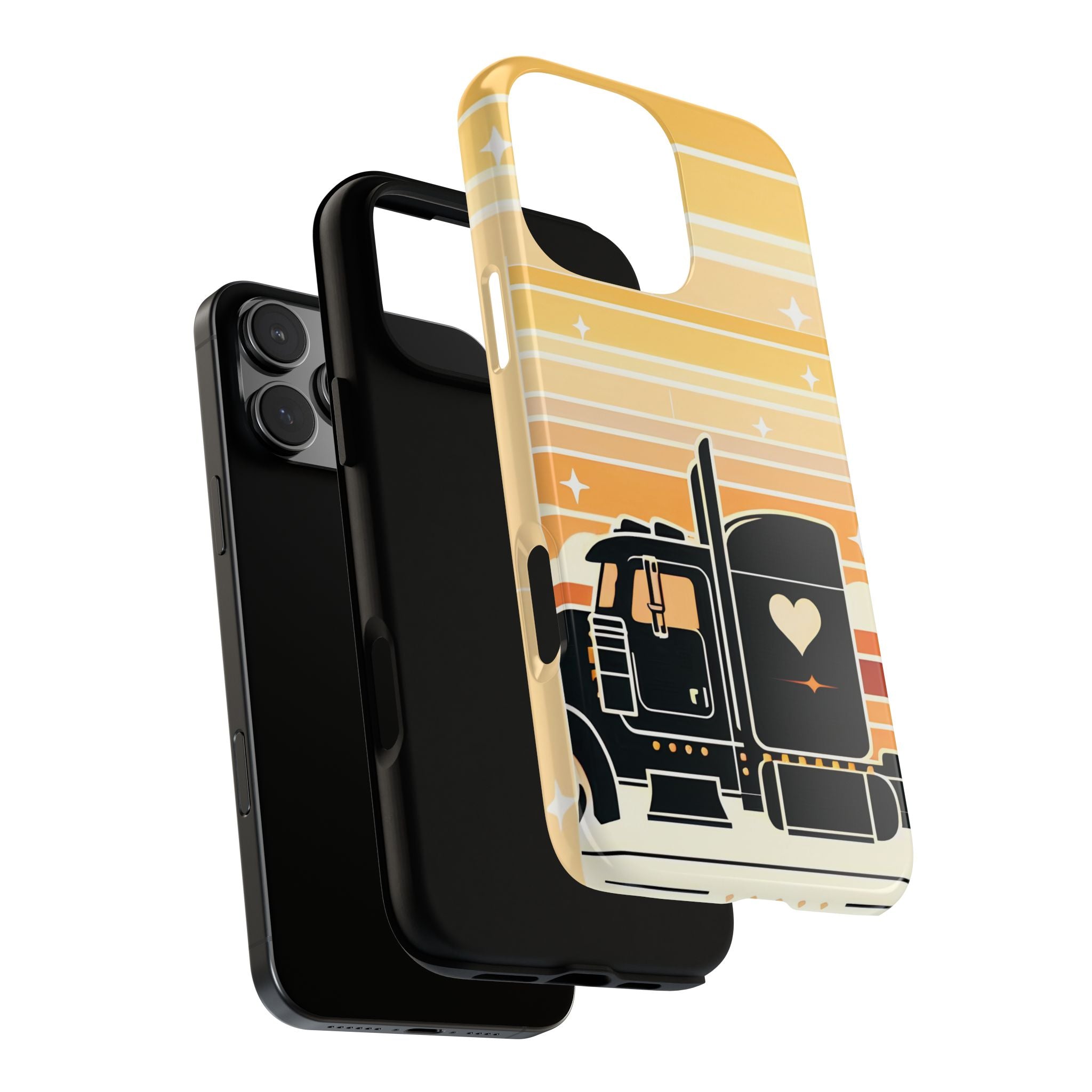 Trucker Heart Phone Case — Retro Semi Truck Protective Phone Cover