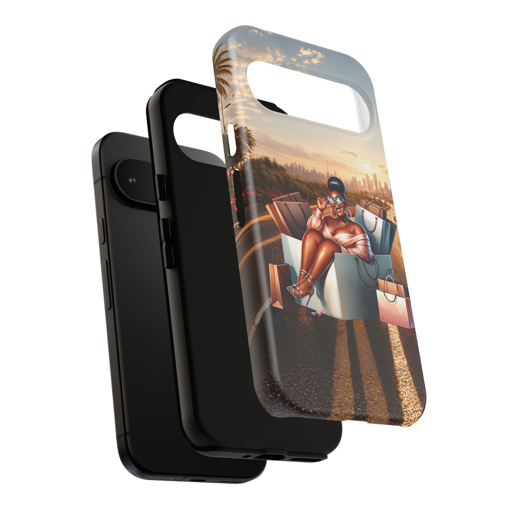 Phone Case — Chic Shopper Illustration on Cloud Background