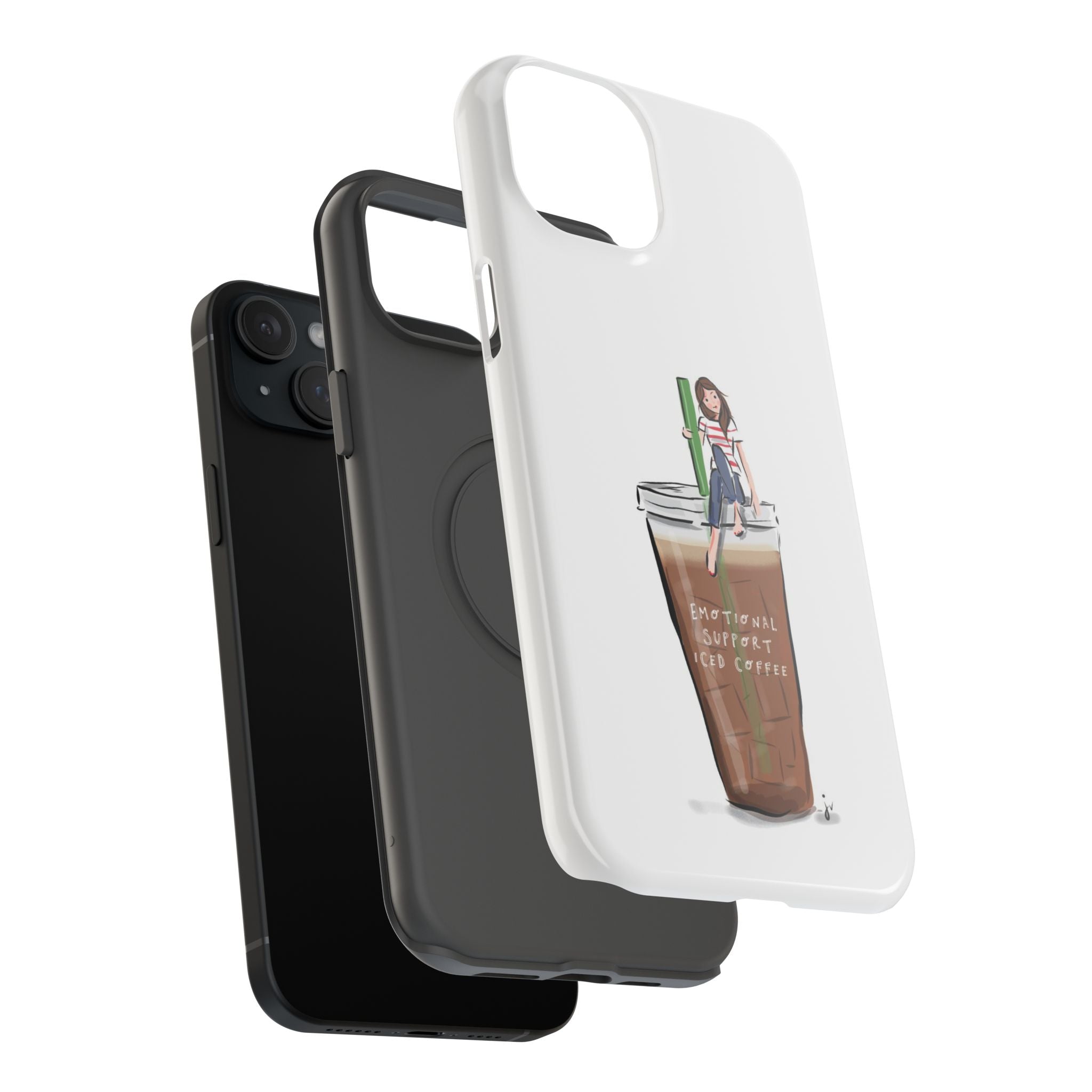 Iced Coffee & Me Phone Case — Cute Illustration 'Emotional Support Iced Coffee' Impact-Resistant Case