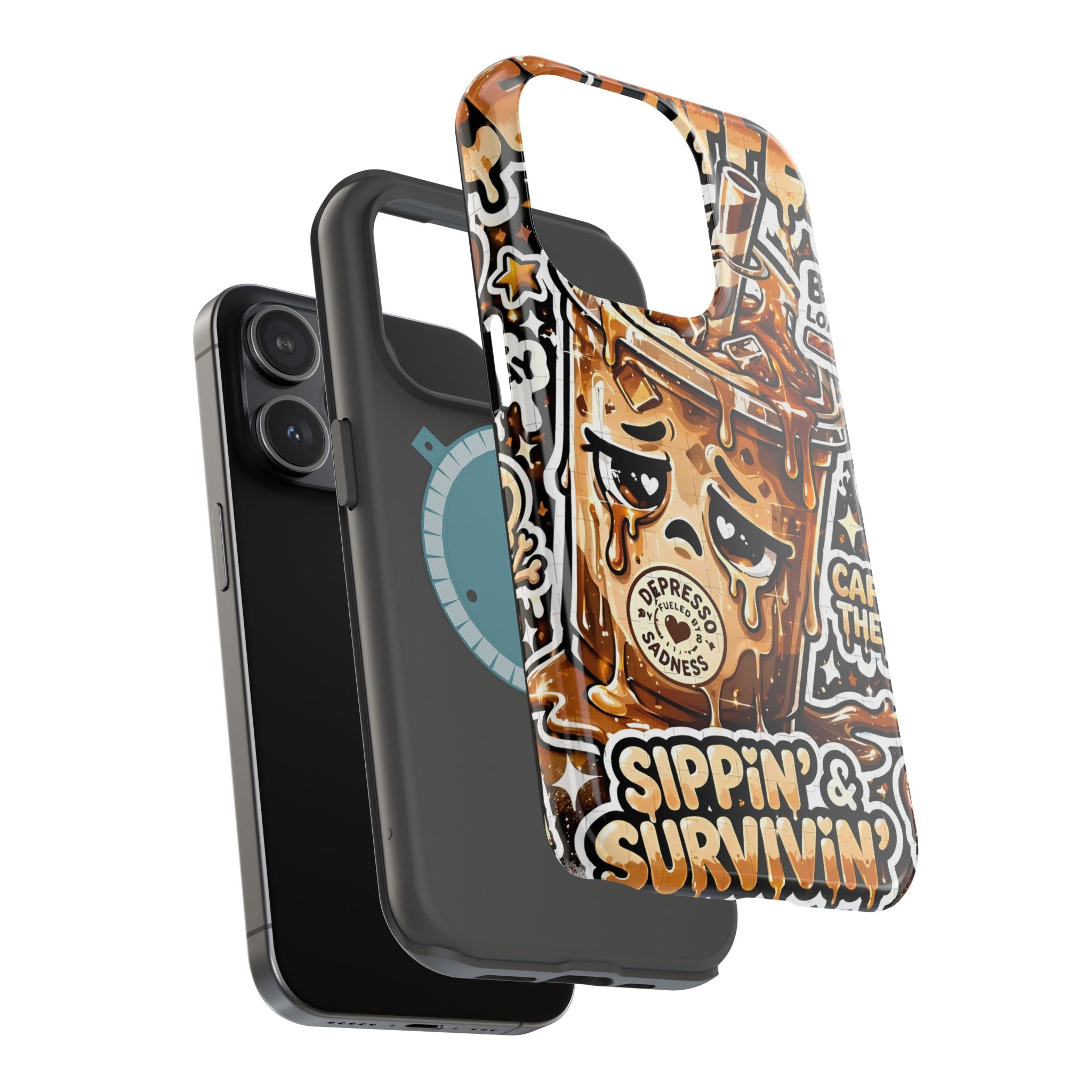 Iced Coffee Phone Case — “Sippin' & Survivin'” Magnetic Impact-Resistant Case