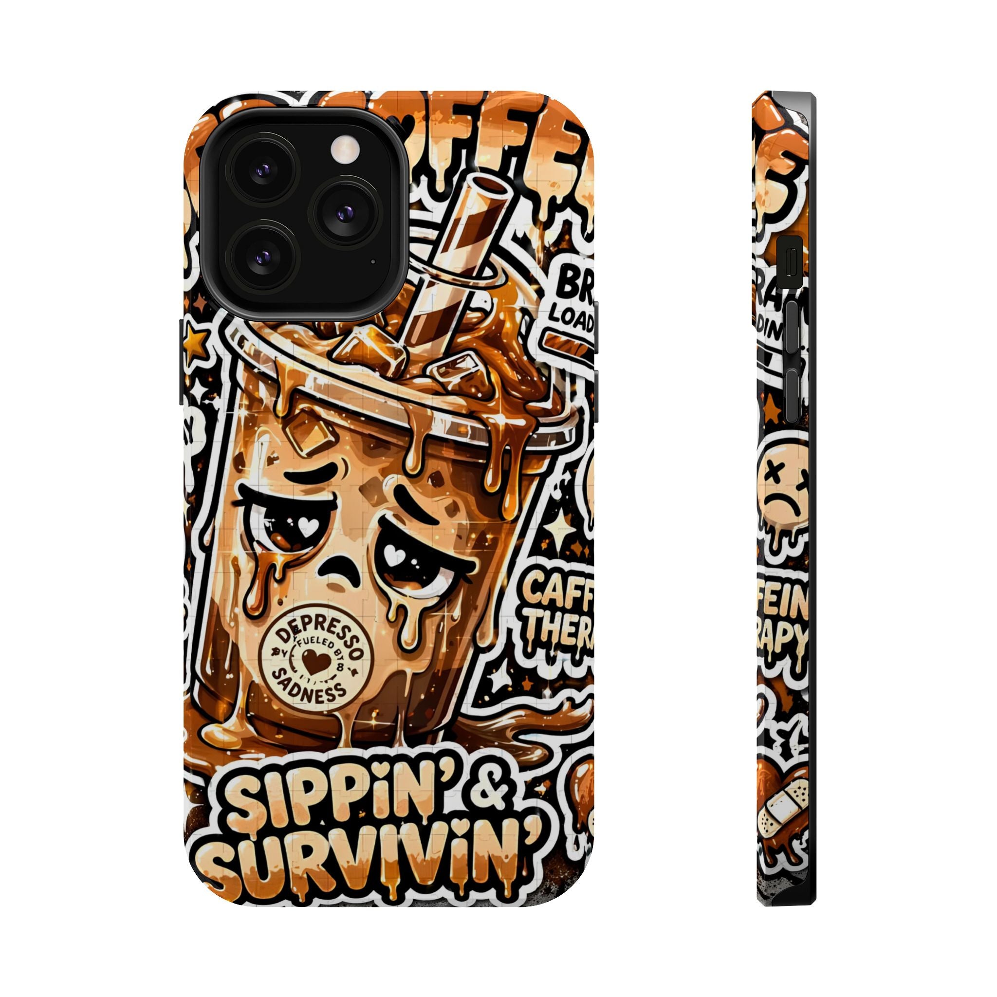 Iced Coffee Phone Case — “Sippin' & Survivin'” Magnetic Impact-Resistant Case
