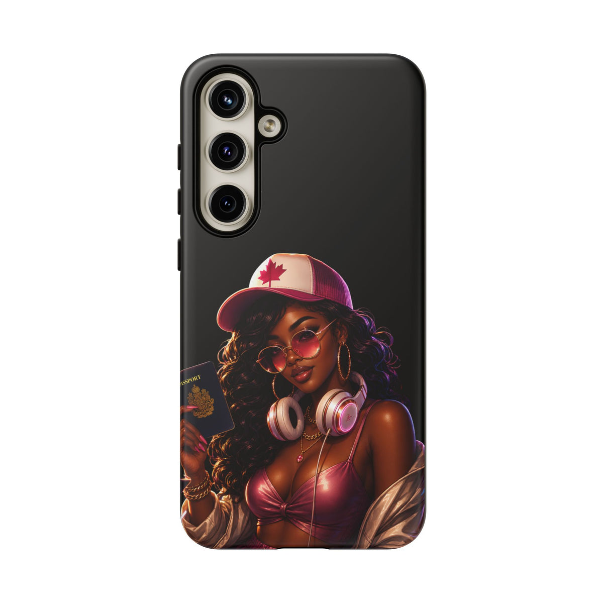 Phone Case - Cool Urban Woman with Headphones & Maple Hat