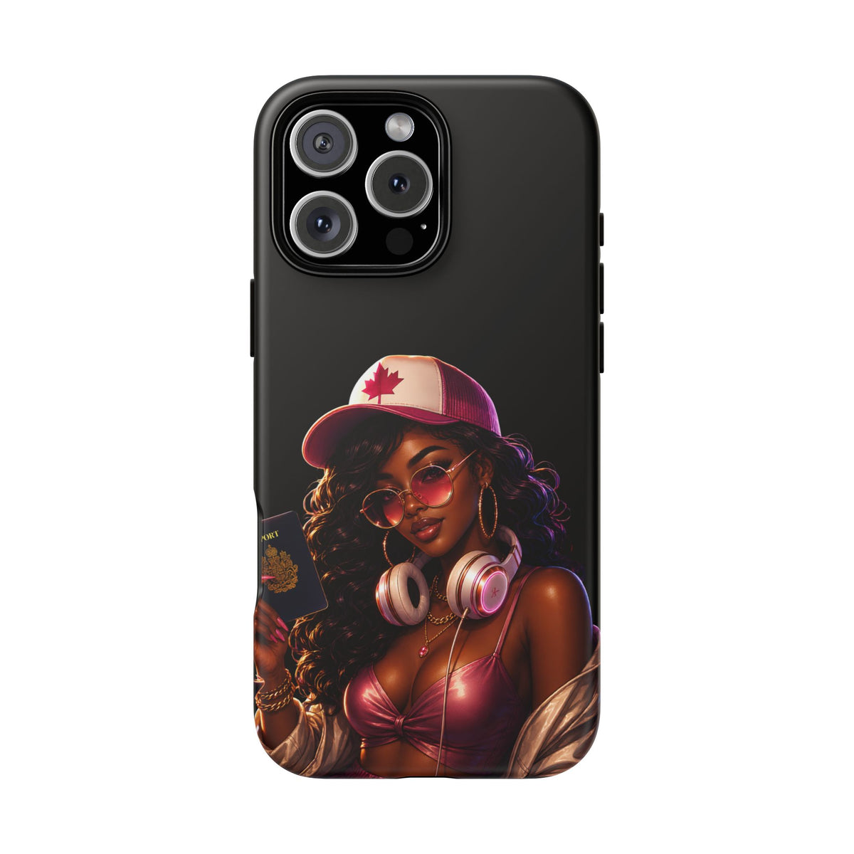 Phone Case - Cool Urban Woman with Headphones & Maple Hat