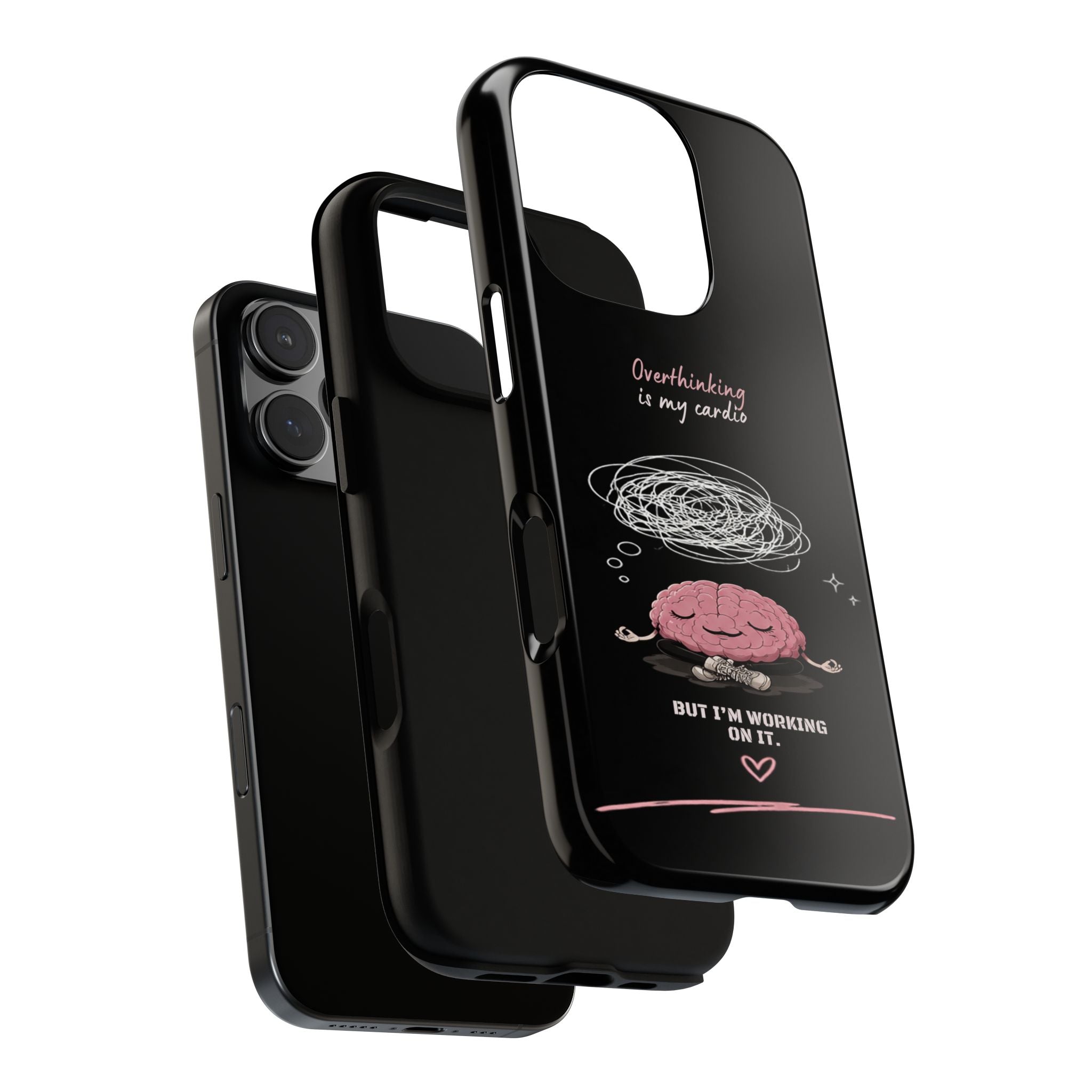 Phone Case — "Overthinking Is My Cardio" Cute Meditating Brain Protective Case