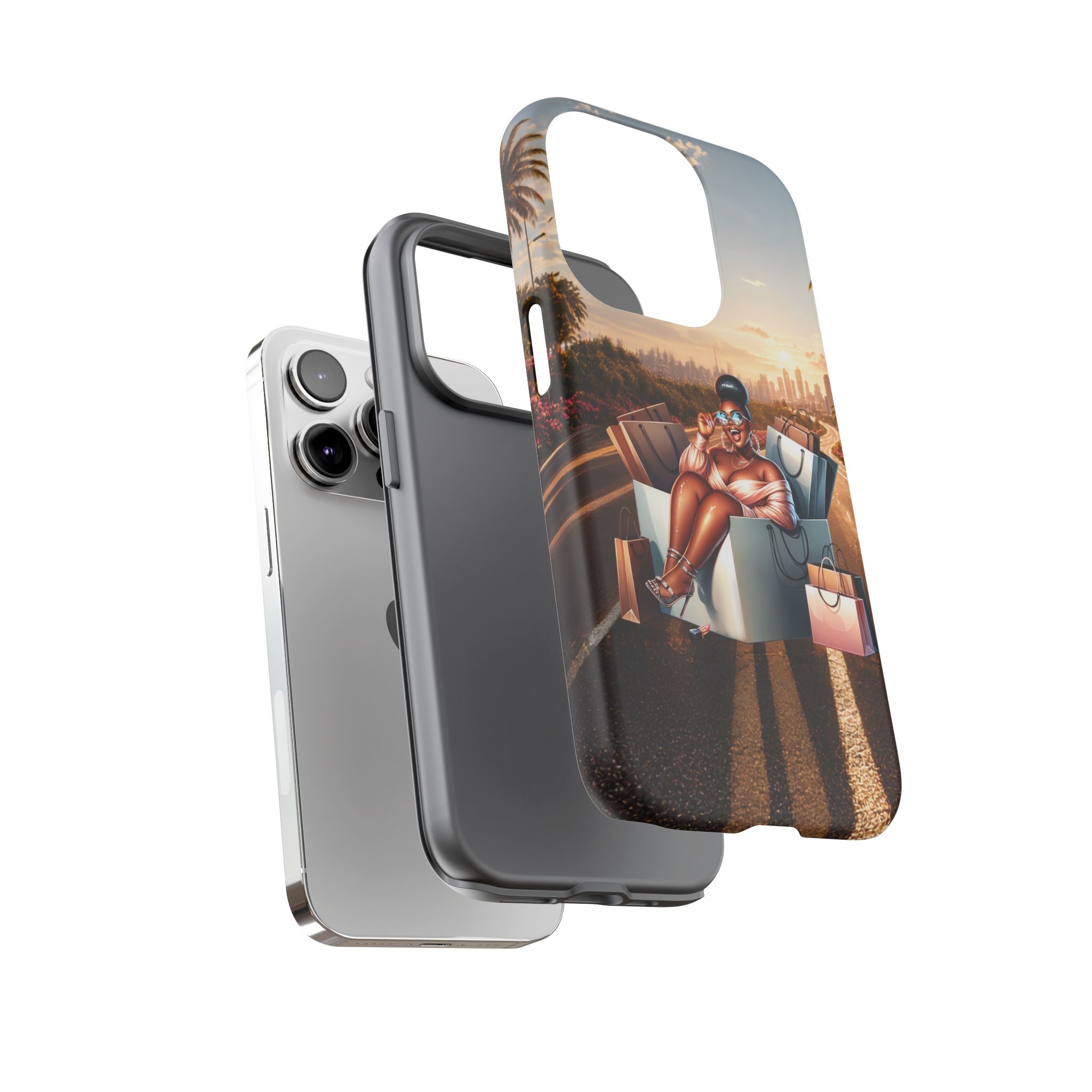 Phone Case — Chic Shopper Illustration on Cloud Background