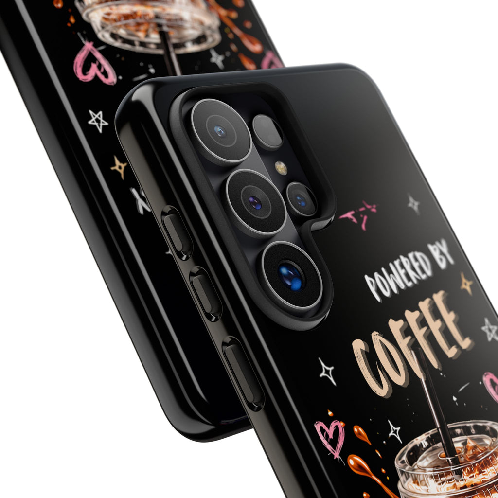 Phone Case — "Powered by Coffee & Chaos" Iced Coffee Protective Cover