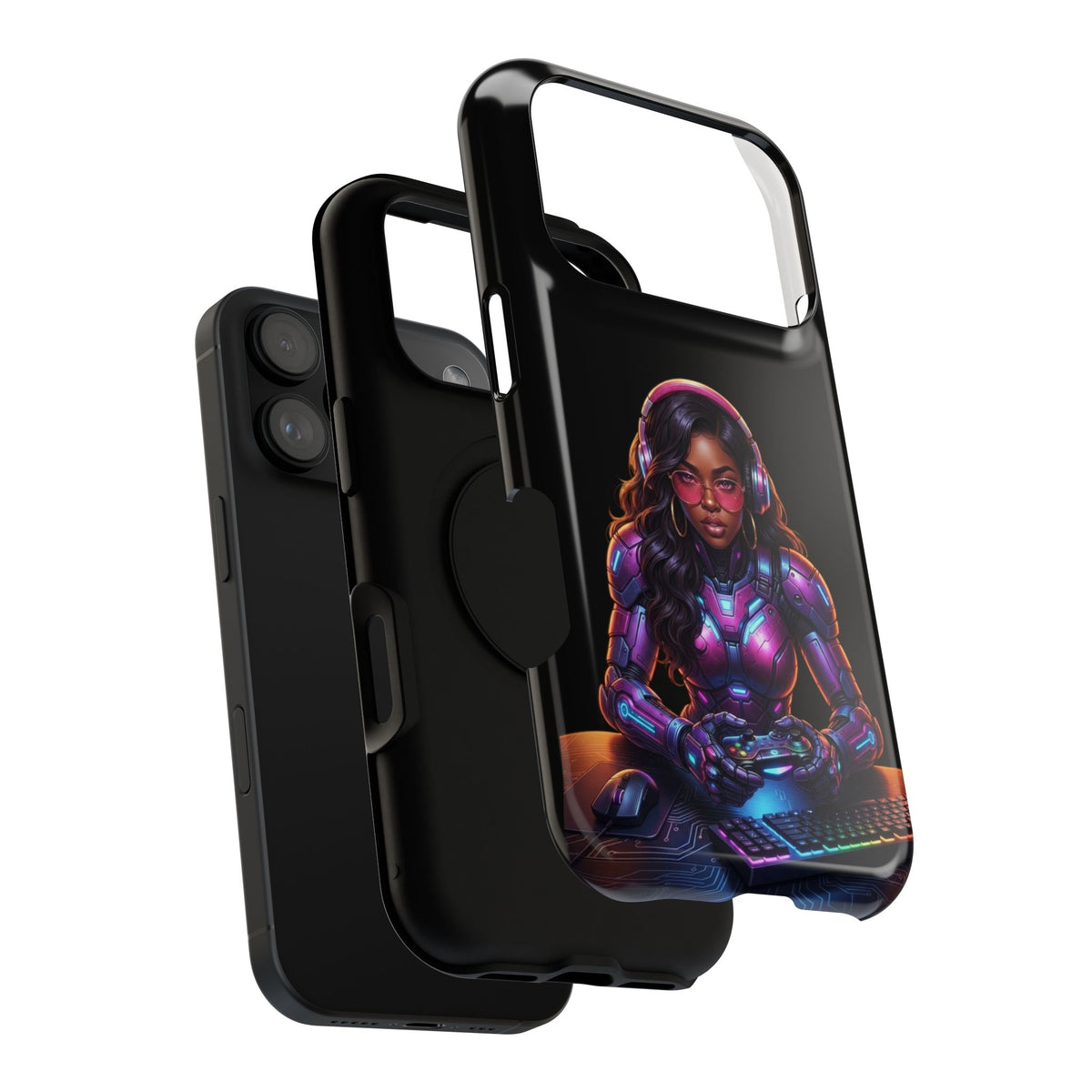 Gamer Girl Cyber Armor Phone Case — Impact‑Resistant Protective Cover