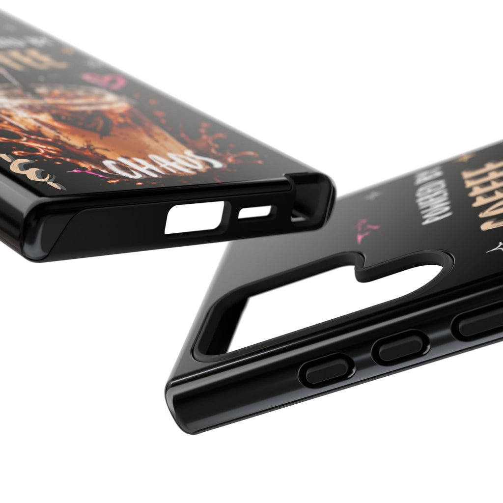 Phone Case — "Powered by Coffee & Chaos" Iced Coffee Protective Cover