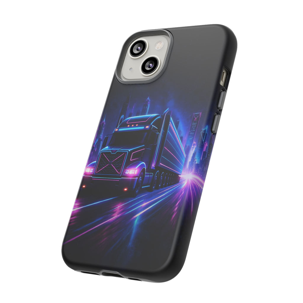 Neon Retro Rig Phone Case — Trucker Semi Truck Nightscape Protective Case