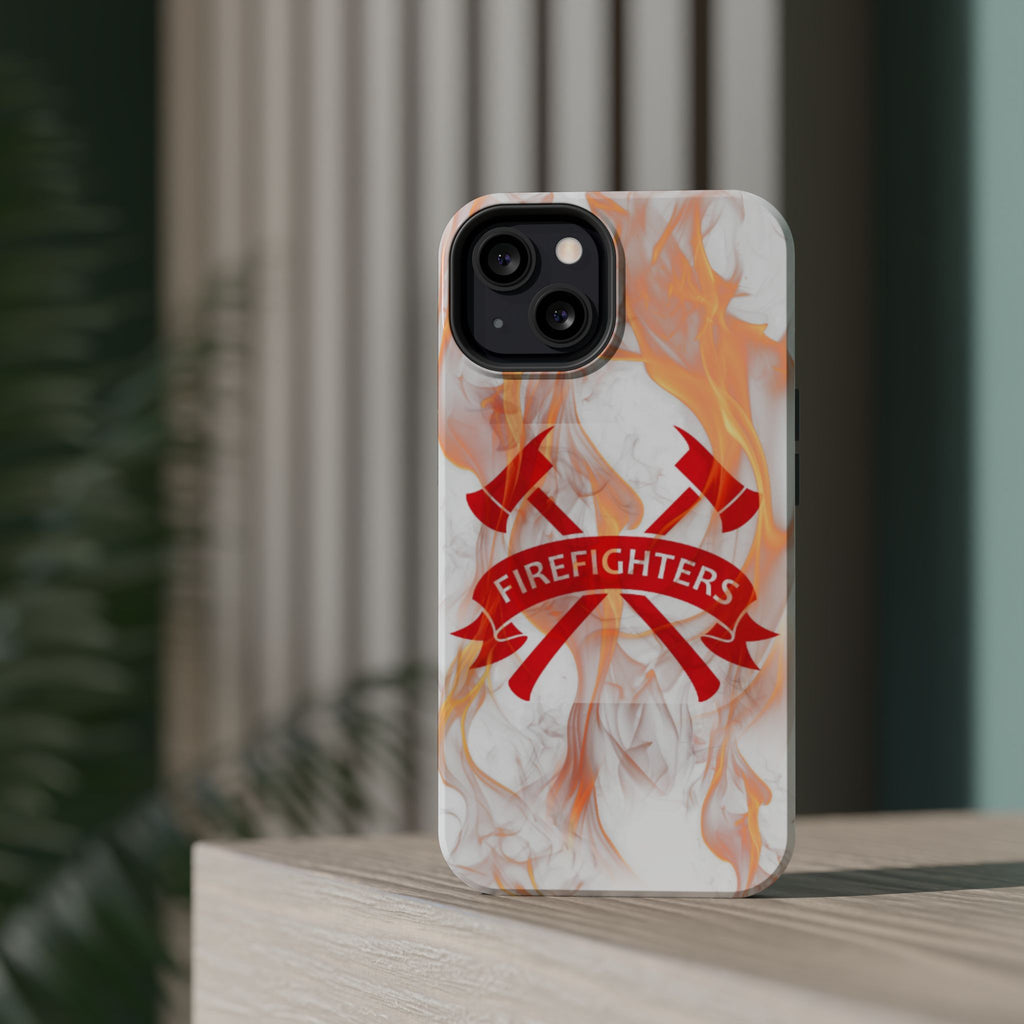 Firefighters Magnetic Impact-Resistant Phone Case — Flame Design with Maltese Cross