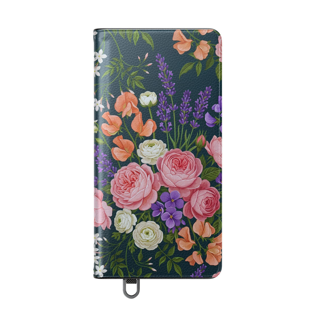 Floral Flip Phone Case -Wallet Cover with Card Slots