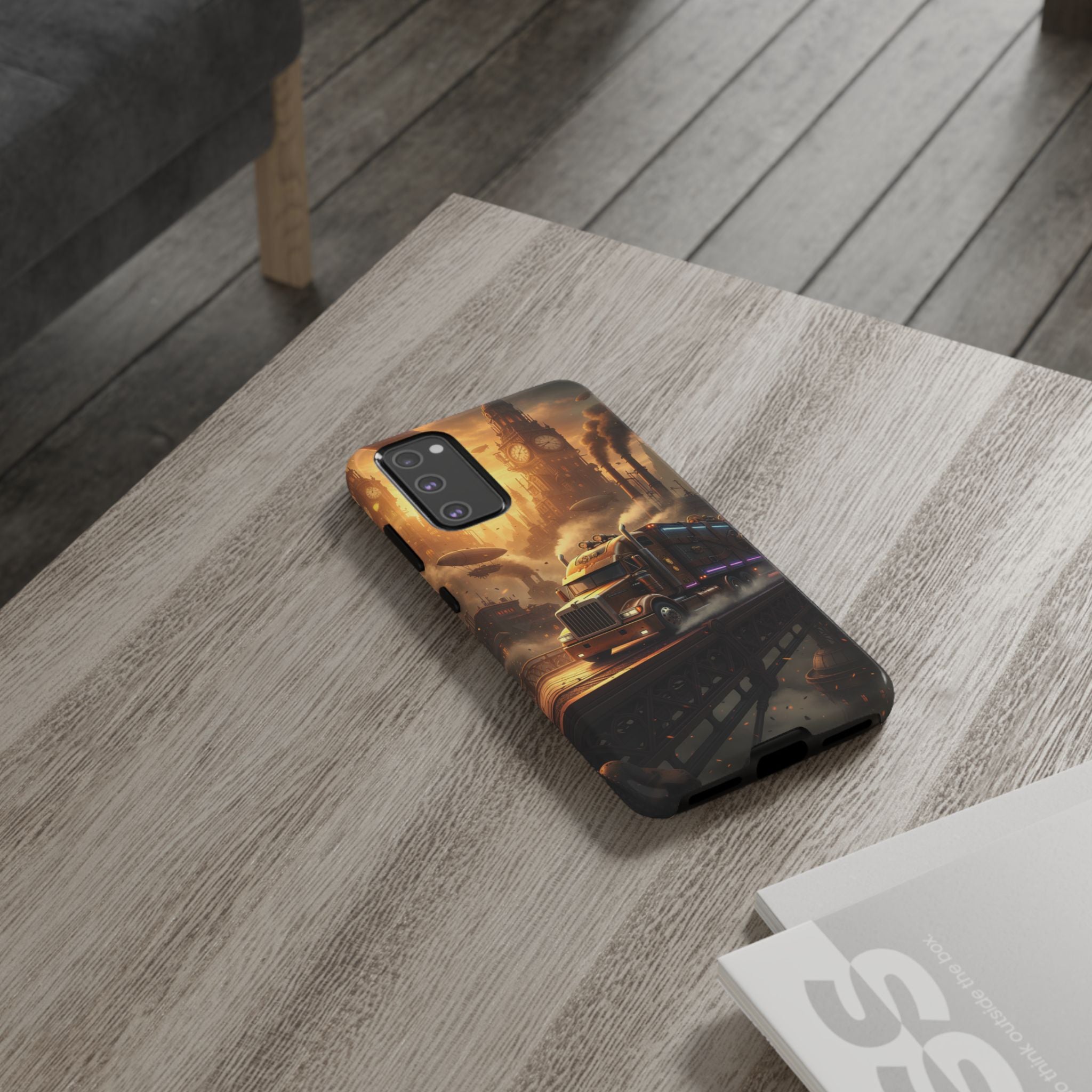 Steampunk Freightliner Phone Case — Rugged Trucking Cityscape iPhone Cover