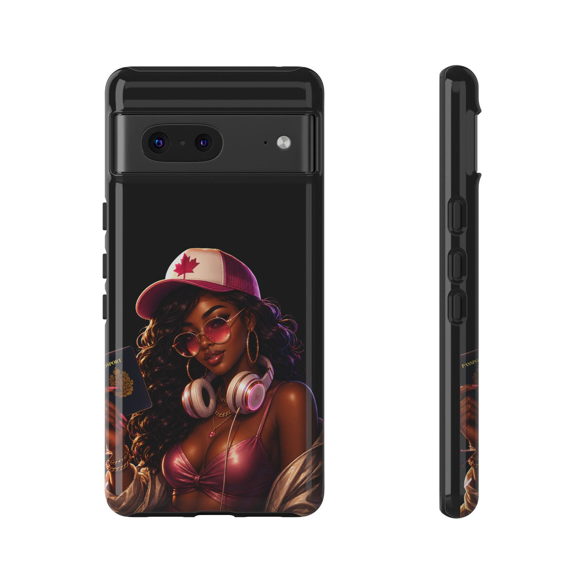Phone Case - Cool Urban Woman with Headphones & Maple Hat