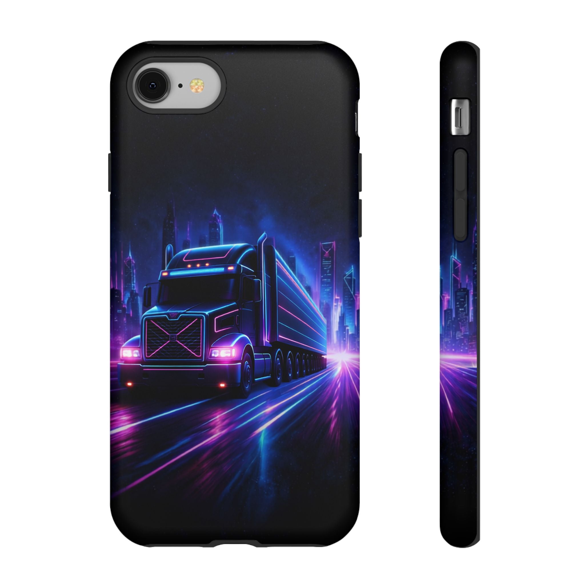 Neon Retro Rig Phone Case — Trucker Semi Truck Nightscape Protective Case