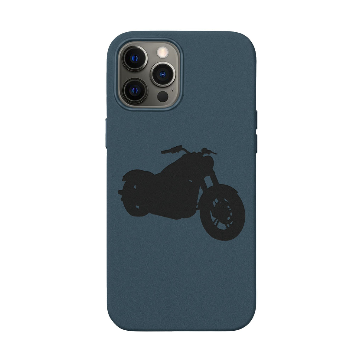 Engraved PU Leather Phone Case — Motorcycle Silhouette