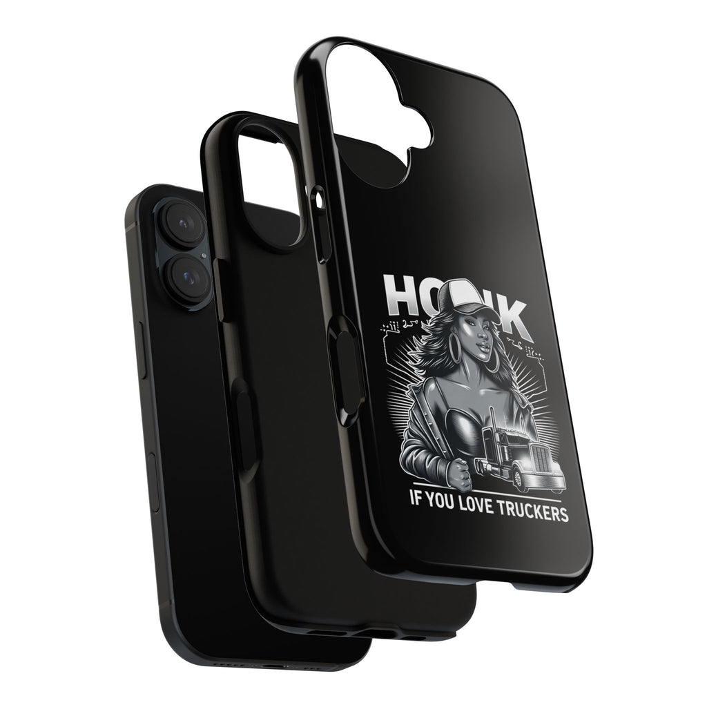 Phone Case — 'Honk' Trucker Girl Retro Semi Truck Protective Case
